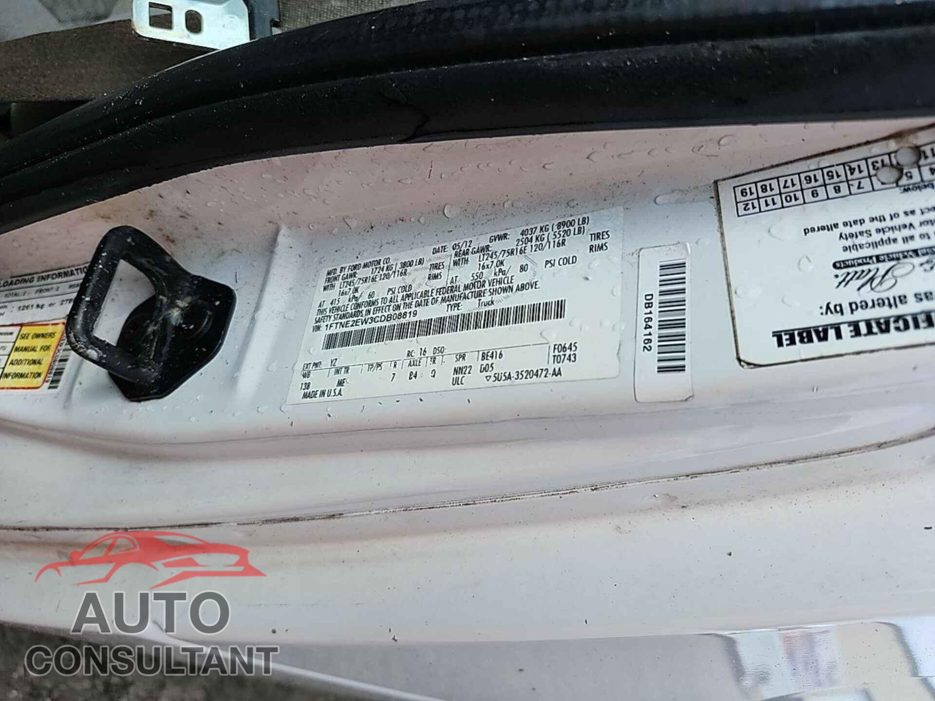 FORD ECONOLINE 2012 - 1FTNE2EW3CDB08819