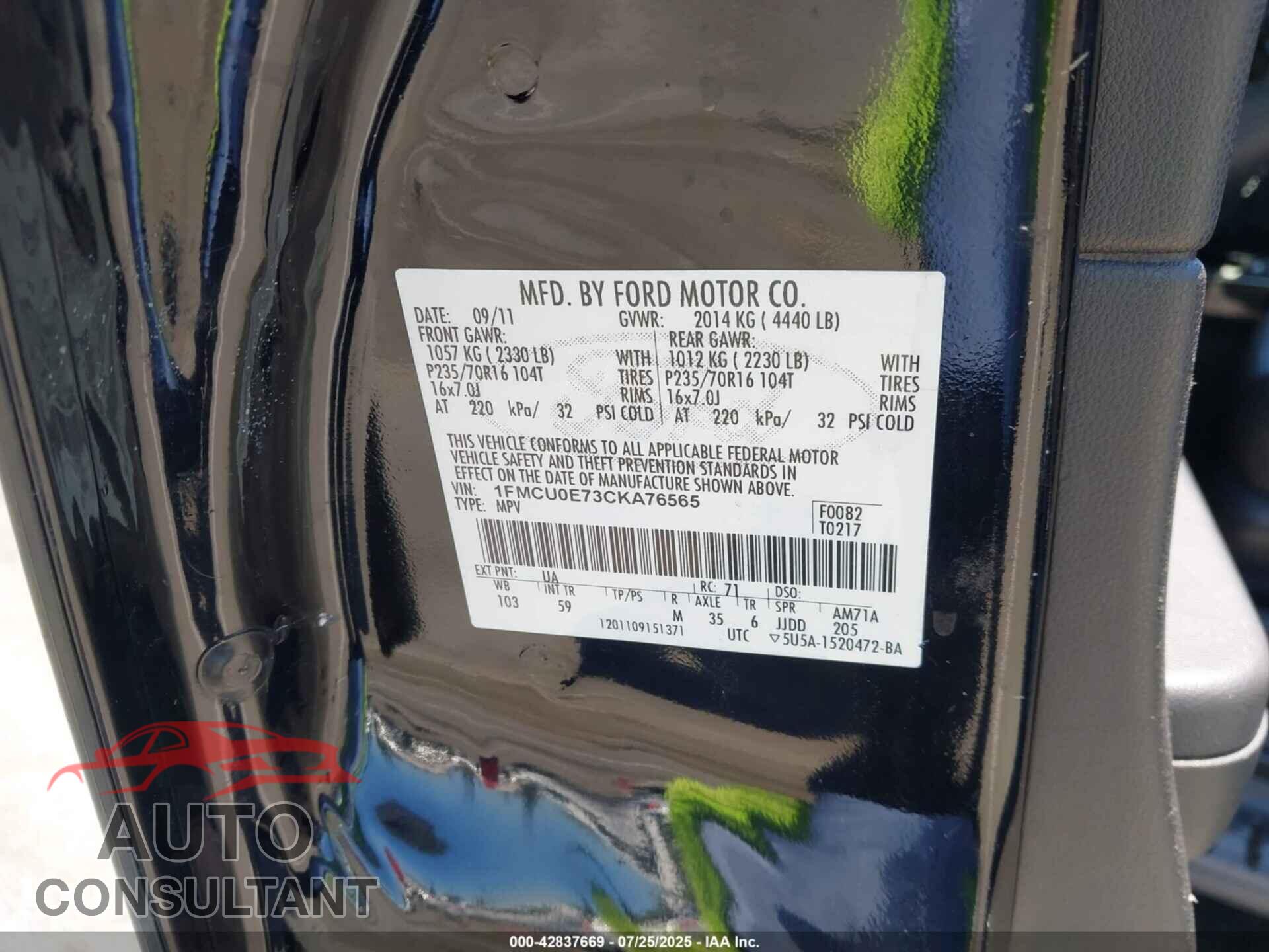 FORD ESCAPE 2012 - 1FMCU0E73CKA76565