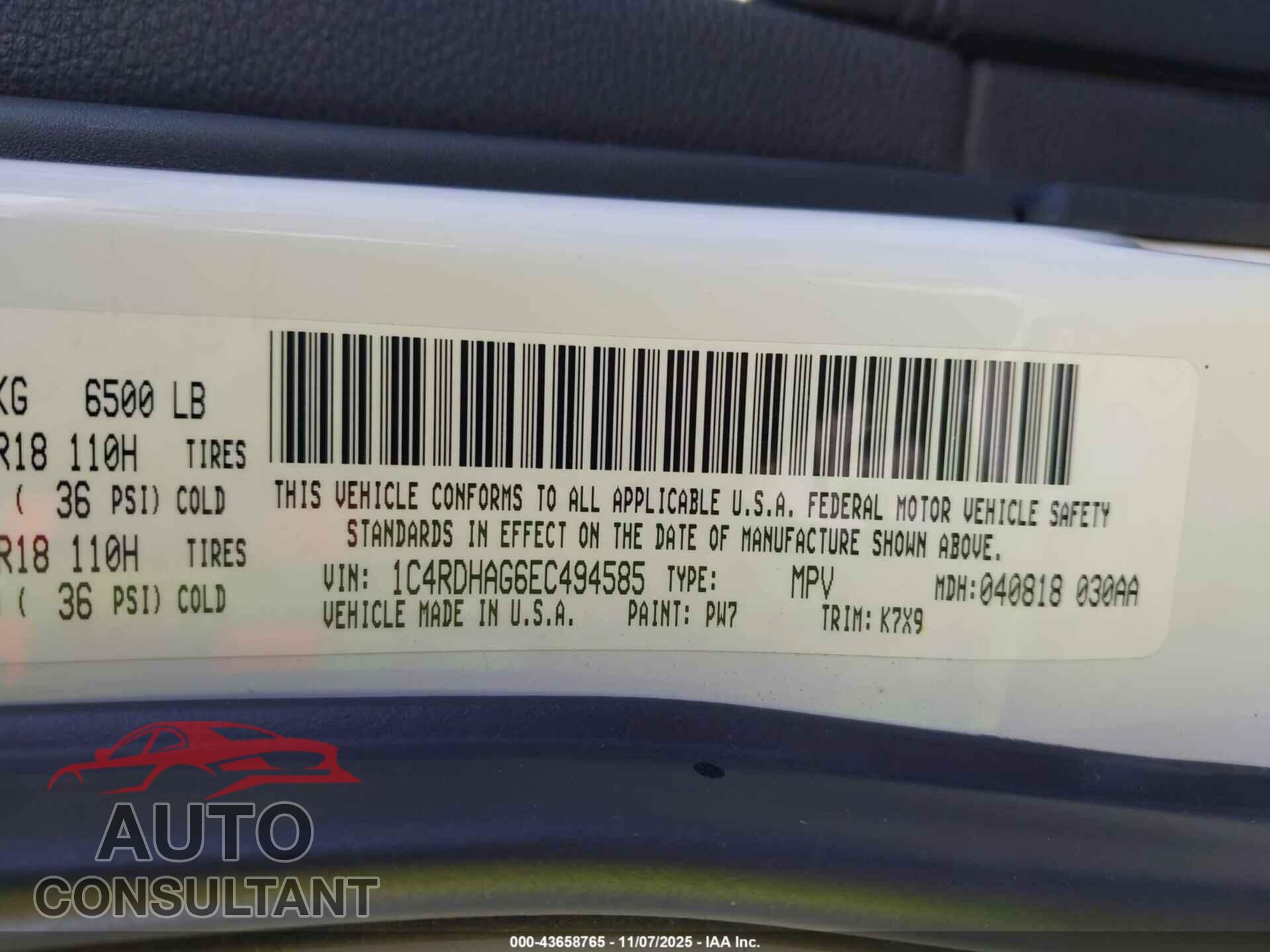 DODGE DURANGO 2014 - 1C4RDHAG6EC494585