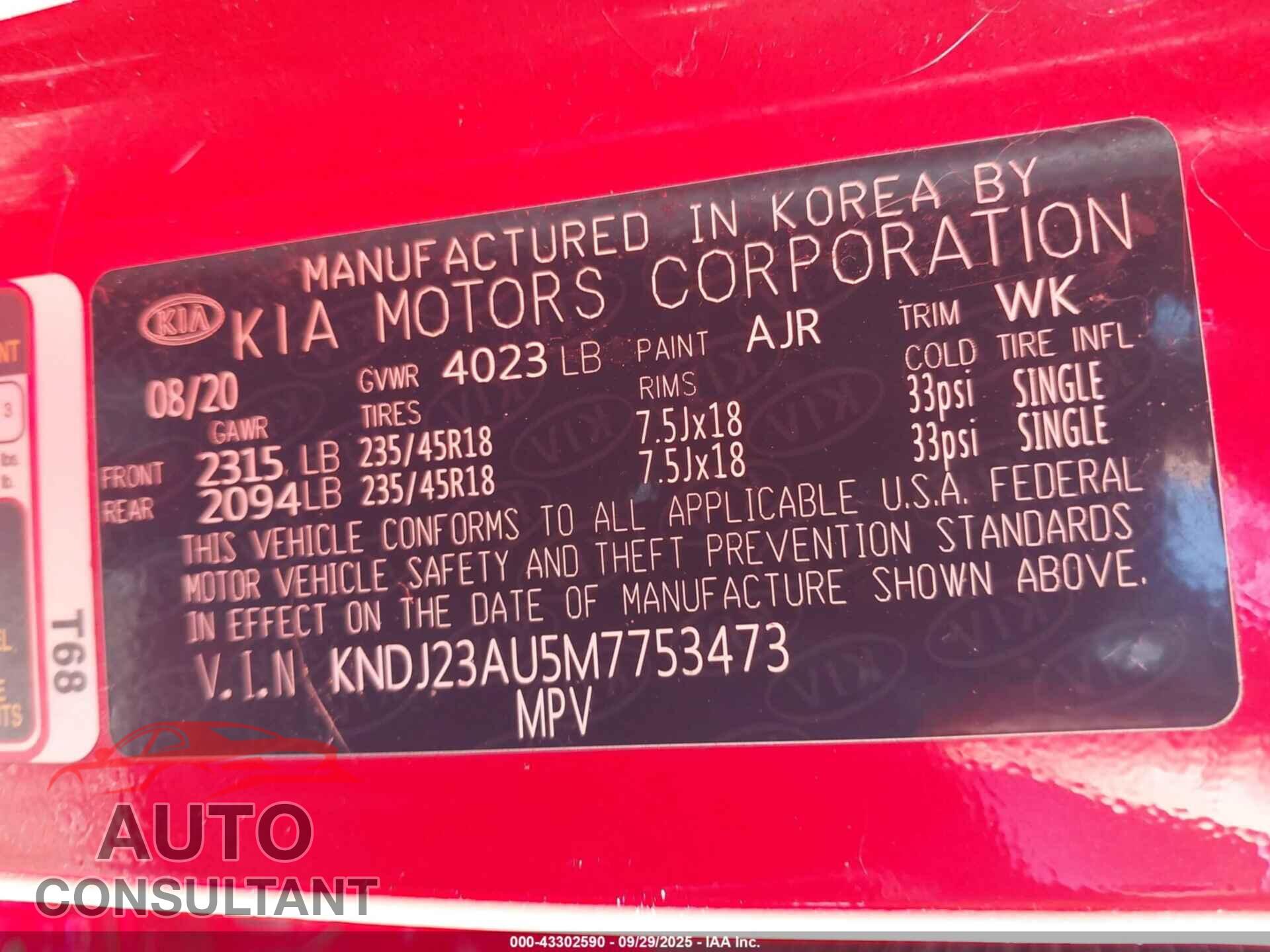 KIA SOUL 2021 - KNDJ23AU5M7753473