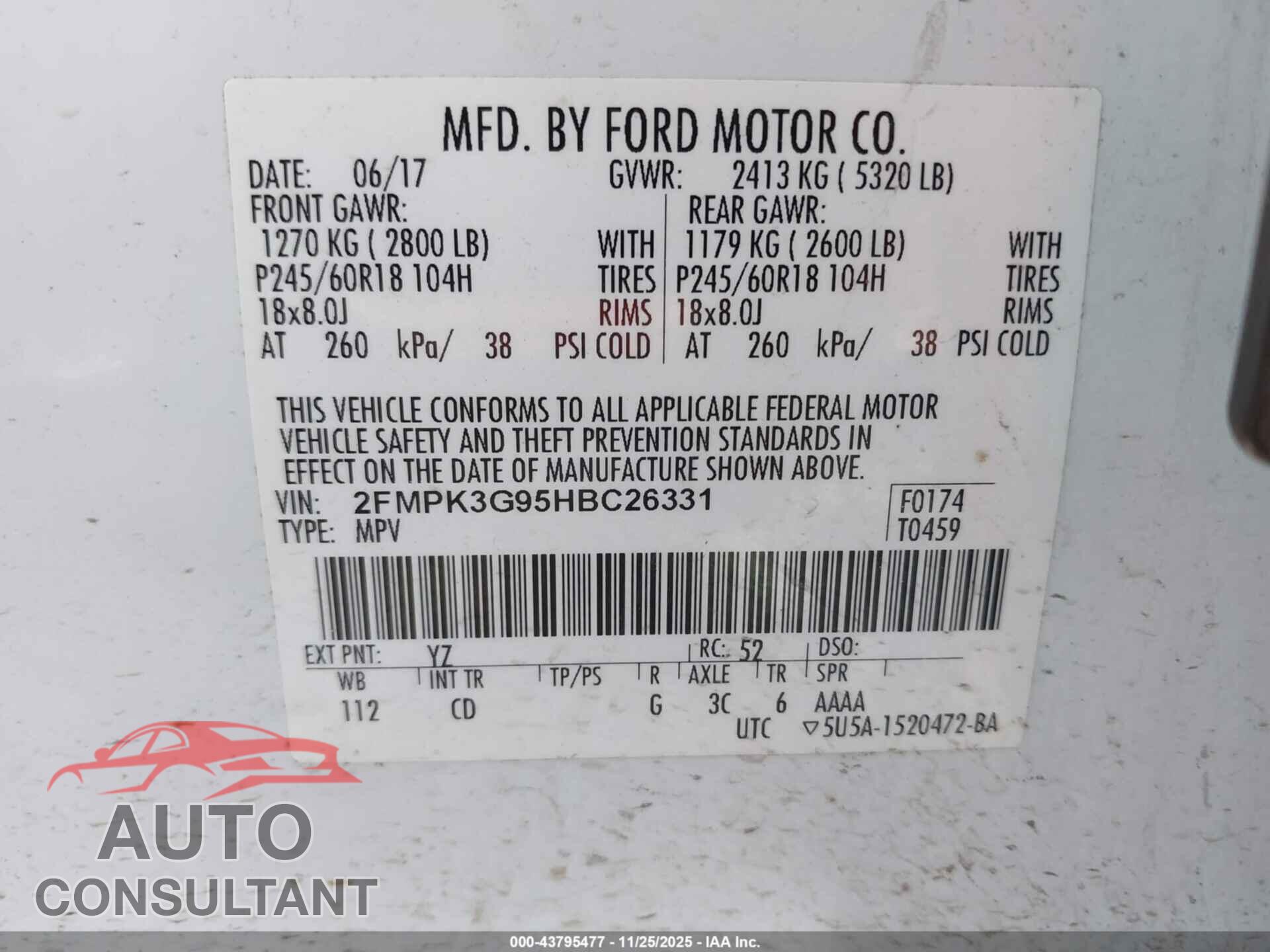 FORD EDGE 2017 - 2FMPK3G95HBC26331