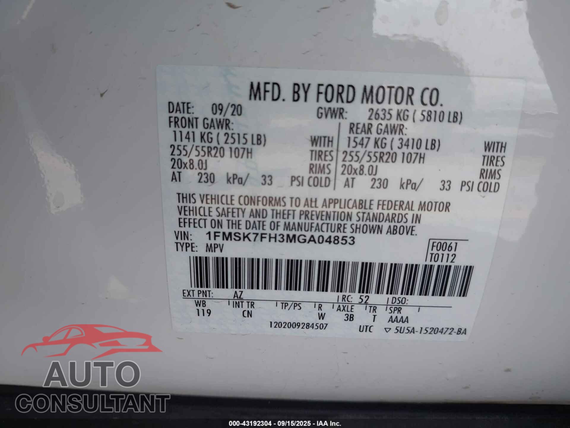FORD EXPLORER 2021 - 1FMSK7FH3MGA04853