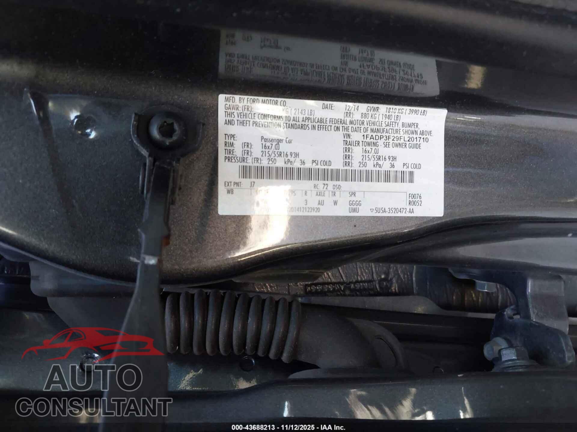 FORD FOCUS 2015 - 1FADP3F29FL201710