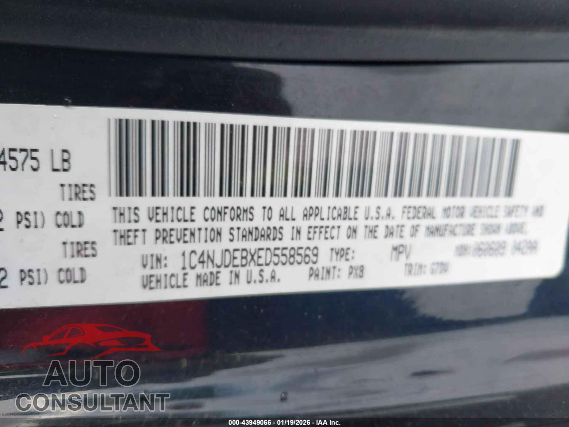 JEEP COMPASS 2014 - 1C4NJDEBXED558569