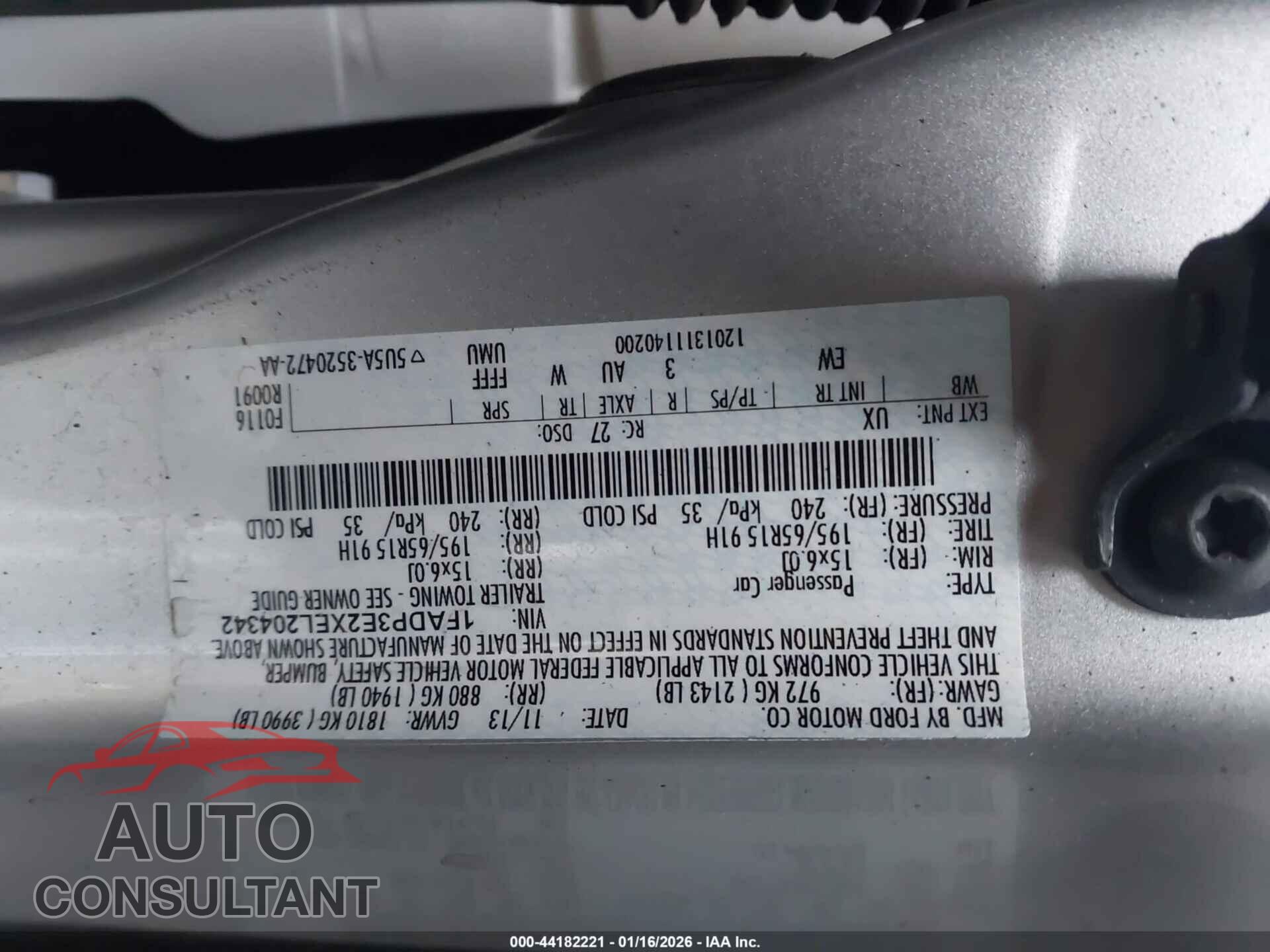 FORD FOCUS 2014 - 1FADP3E2XEL204342