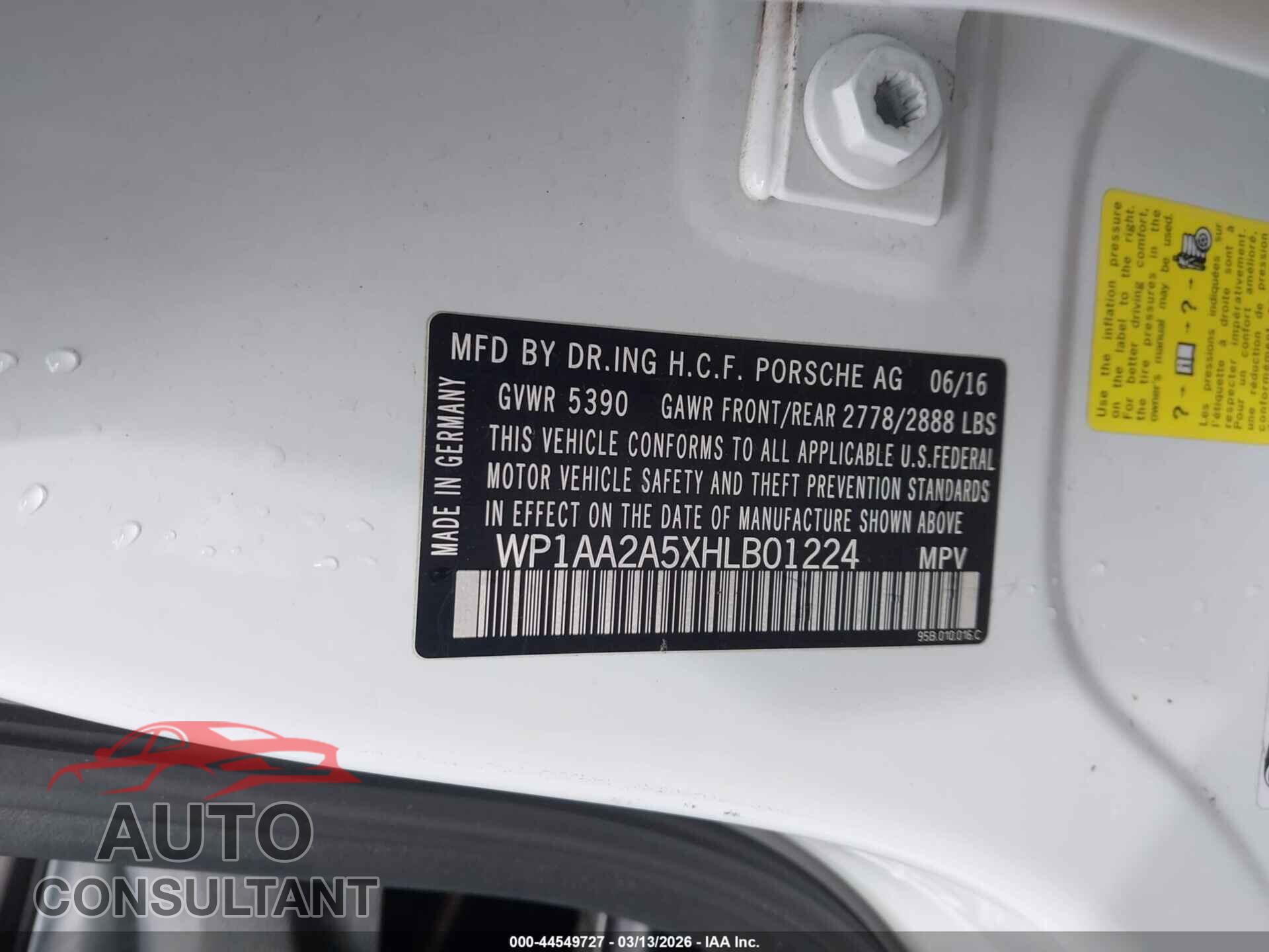 PORSCHE MACAN 2017 - WP1AA2A5XHLB01224
