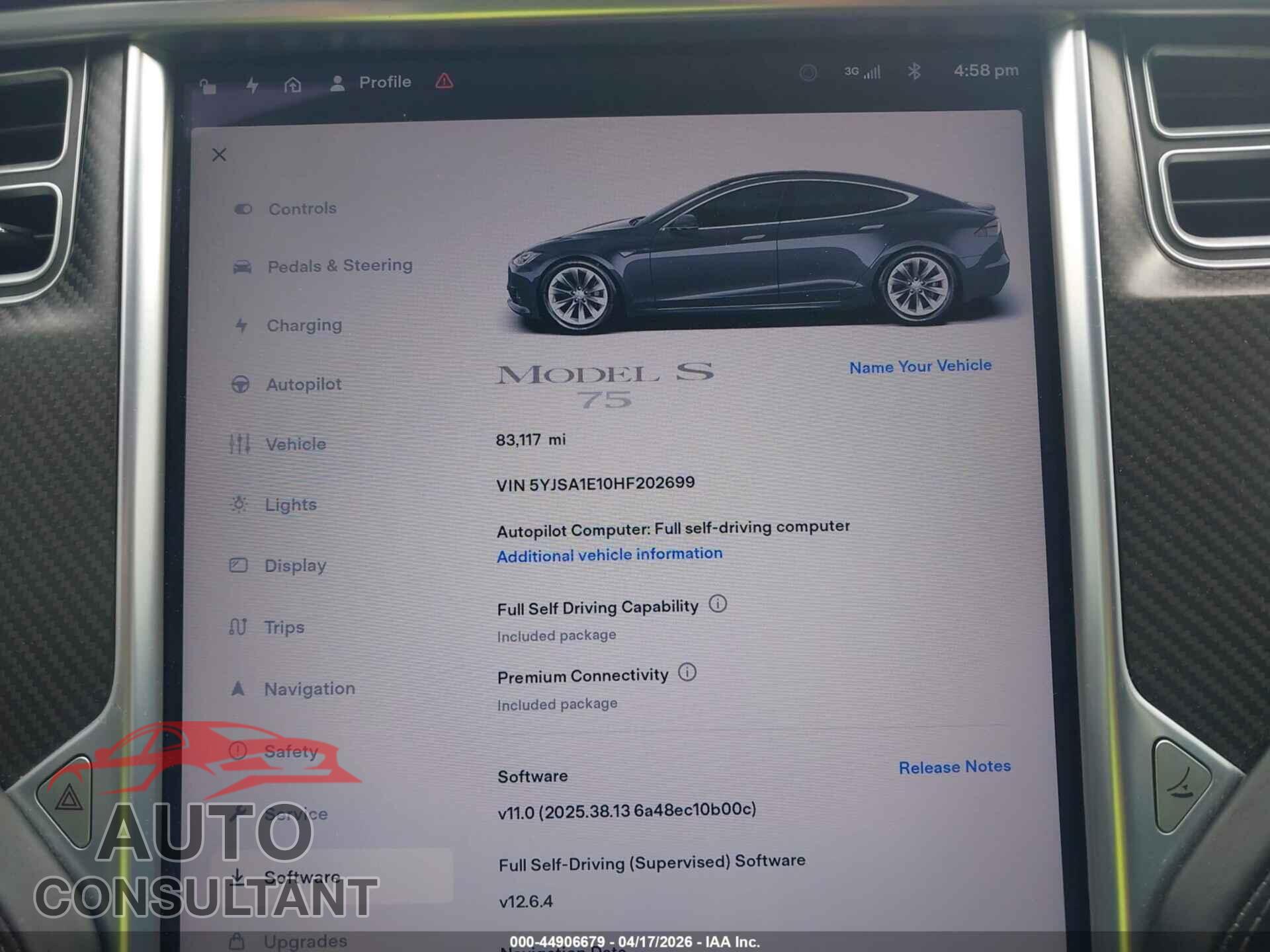 TESLA MODEL S 2017 - 5YJSA1E10HF202699