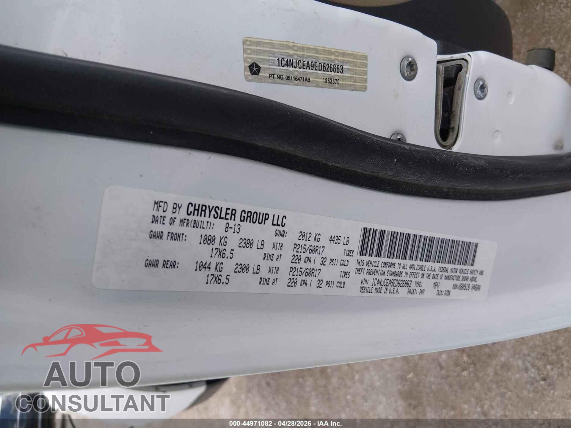 JEEP COMPASS 2014 - 1C4NJCEA9ED626863