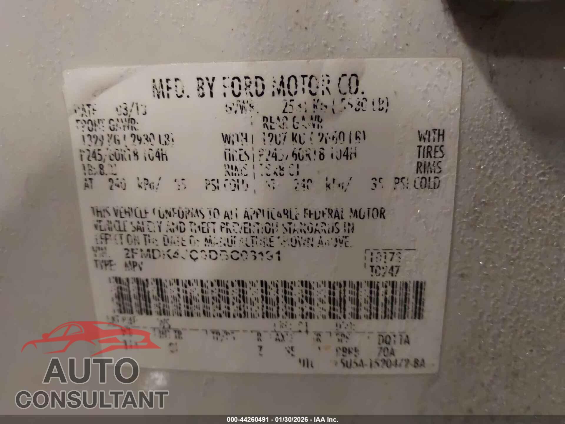 FORD EDGE 2013 - 2FMDK4JC0DBC03191