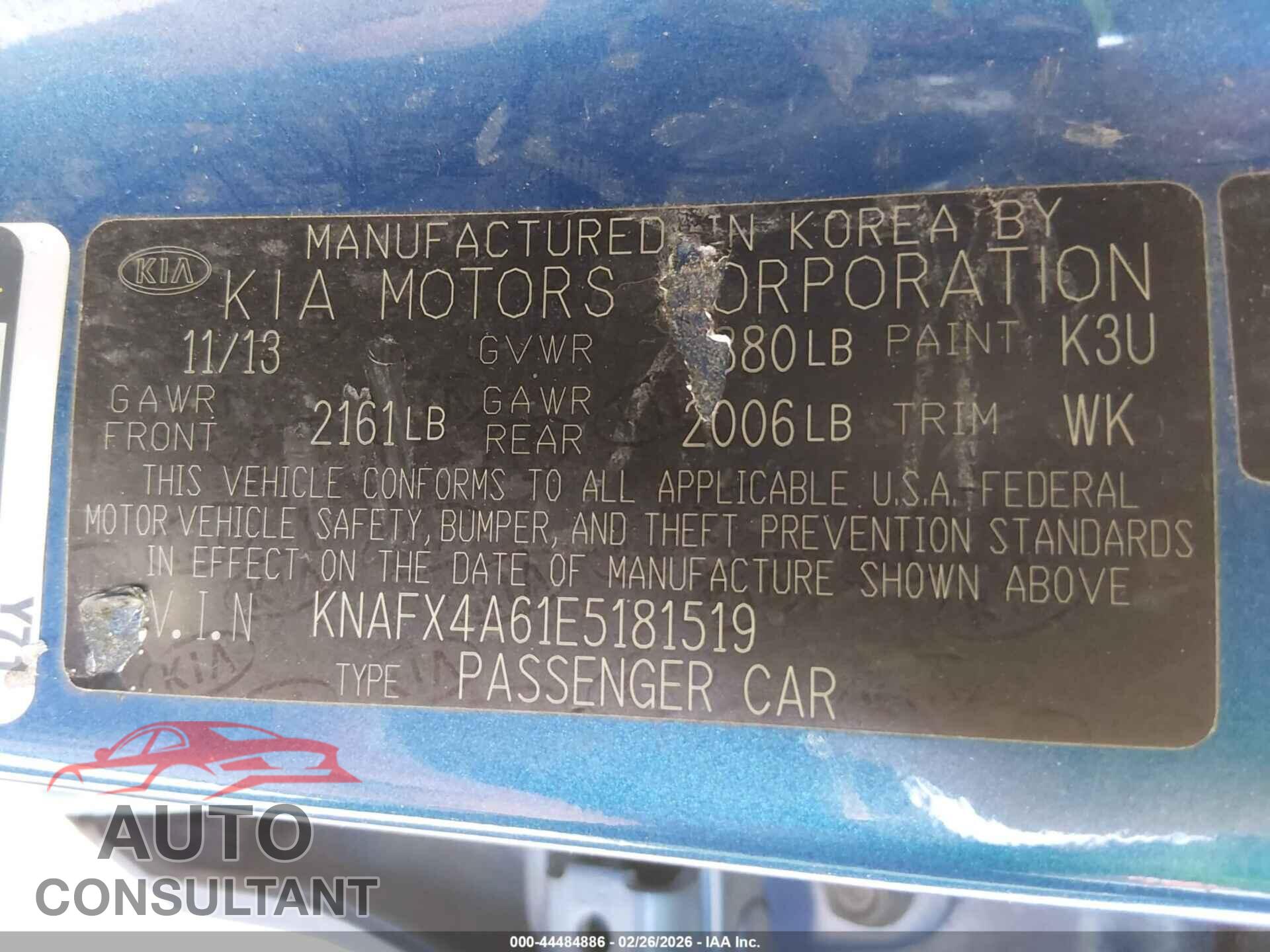KIA FORTE 2014 - KNAFX4A61E5181519