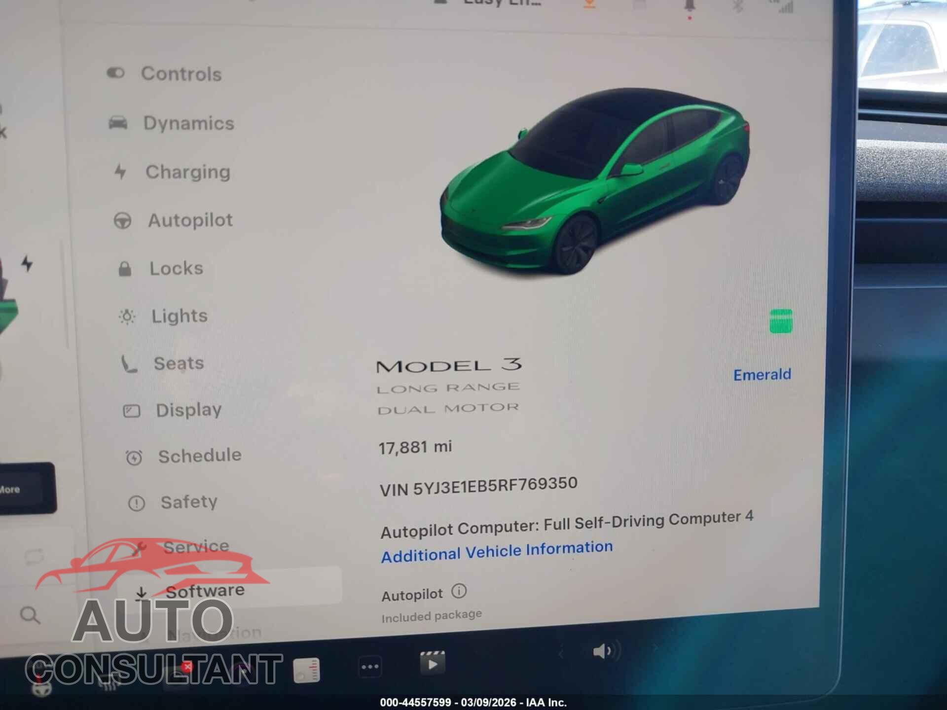 TESLA MODEL 3 2024 - 5YJ3E1EB5RF769350