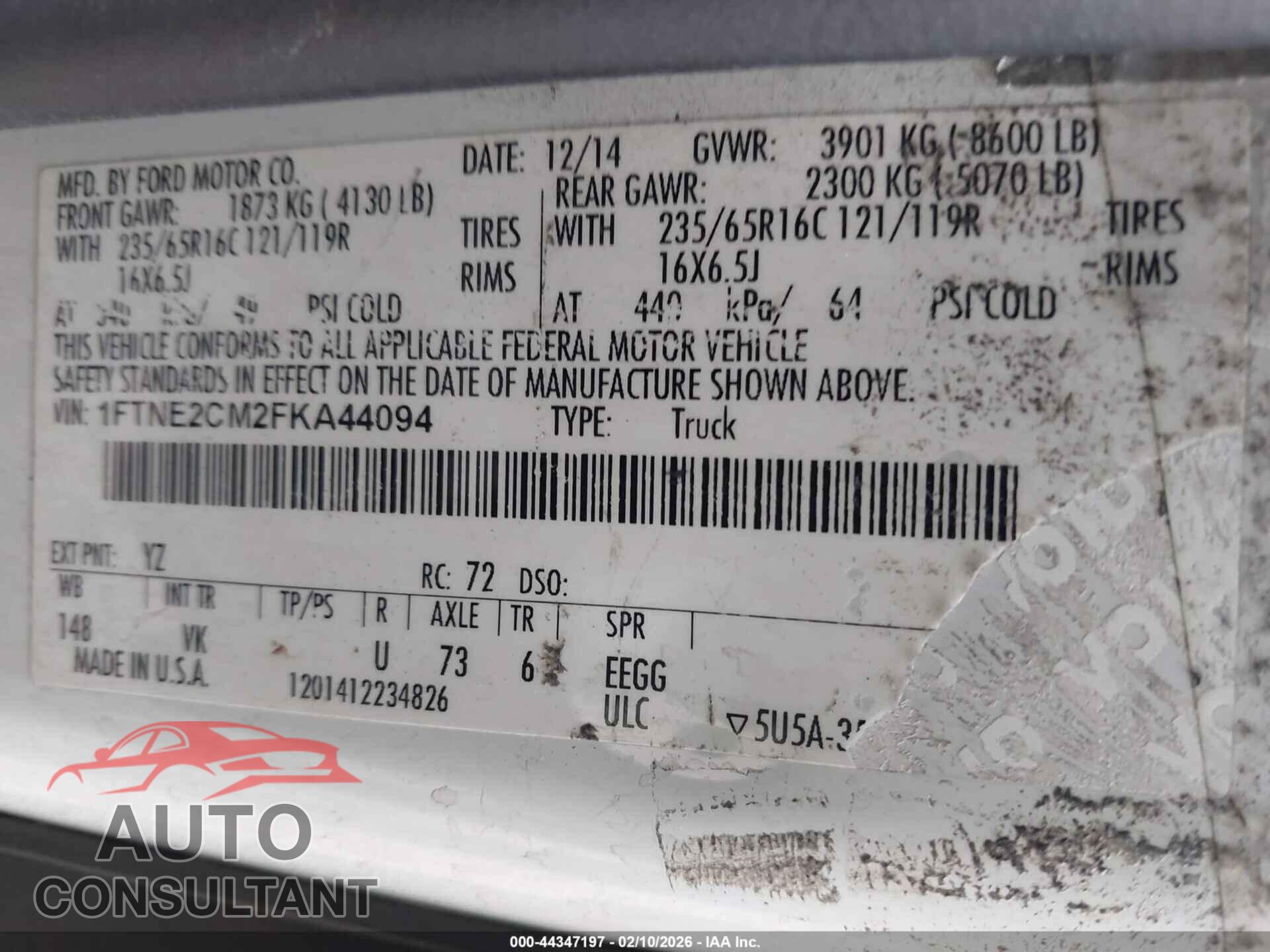 FORD TRANSIT-150 2015 - 1FTNE2CM2FKA44094