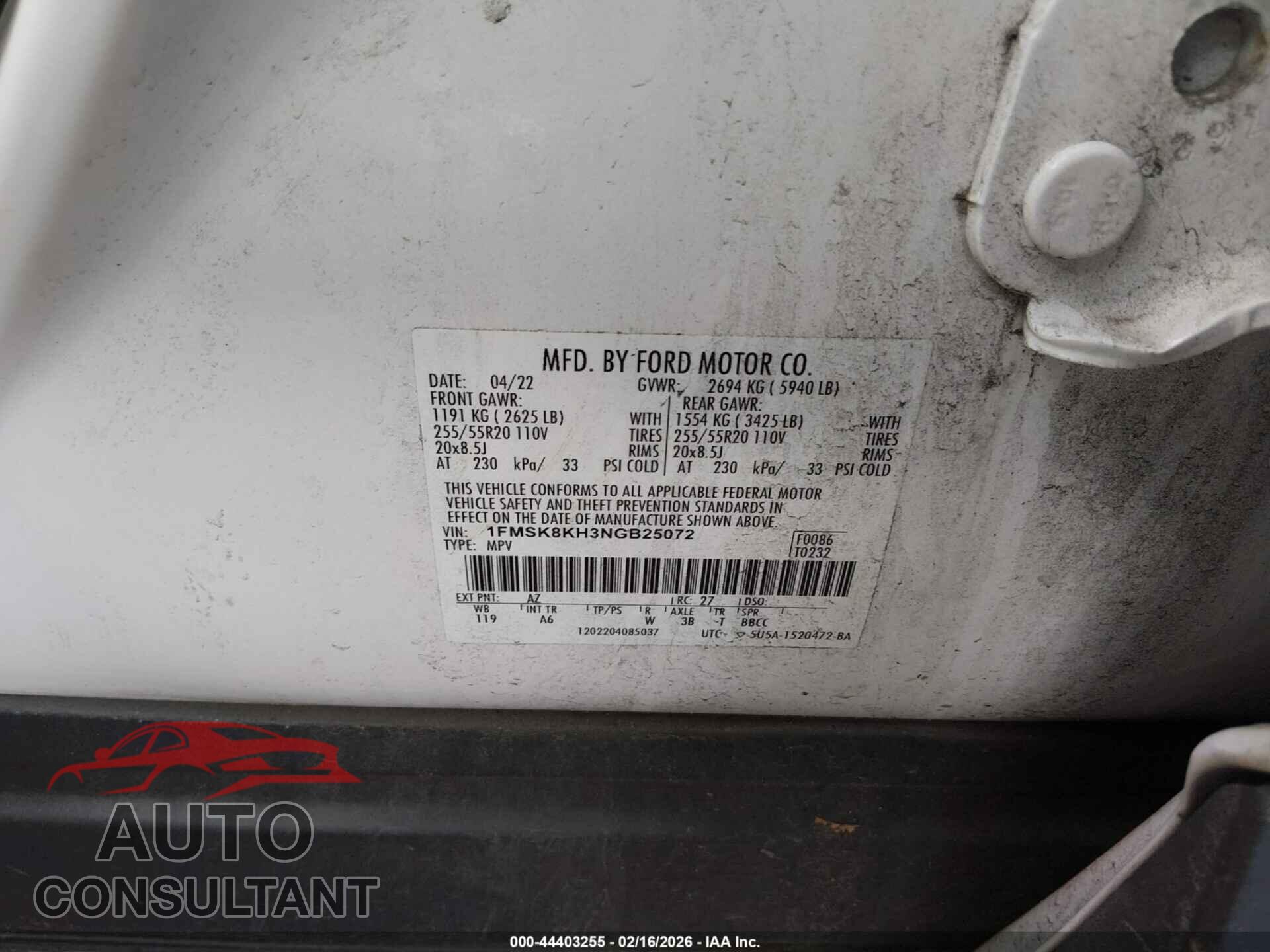 FORD EXPLORER 2022 - 1FMSK8KH3NGB25072