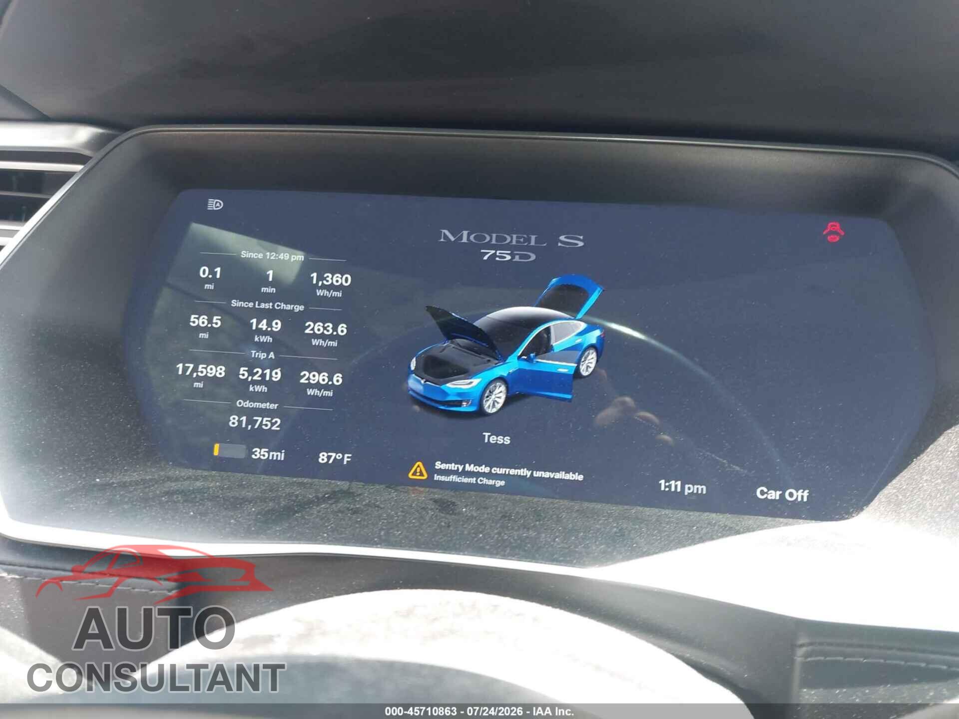 TESLA MODEL S 2017 - 5YJSA1E25HF185701