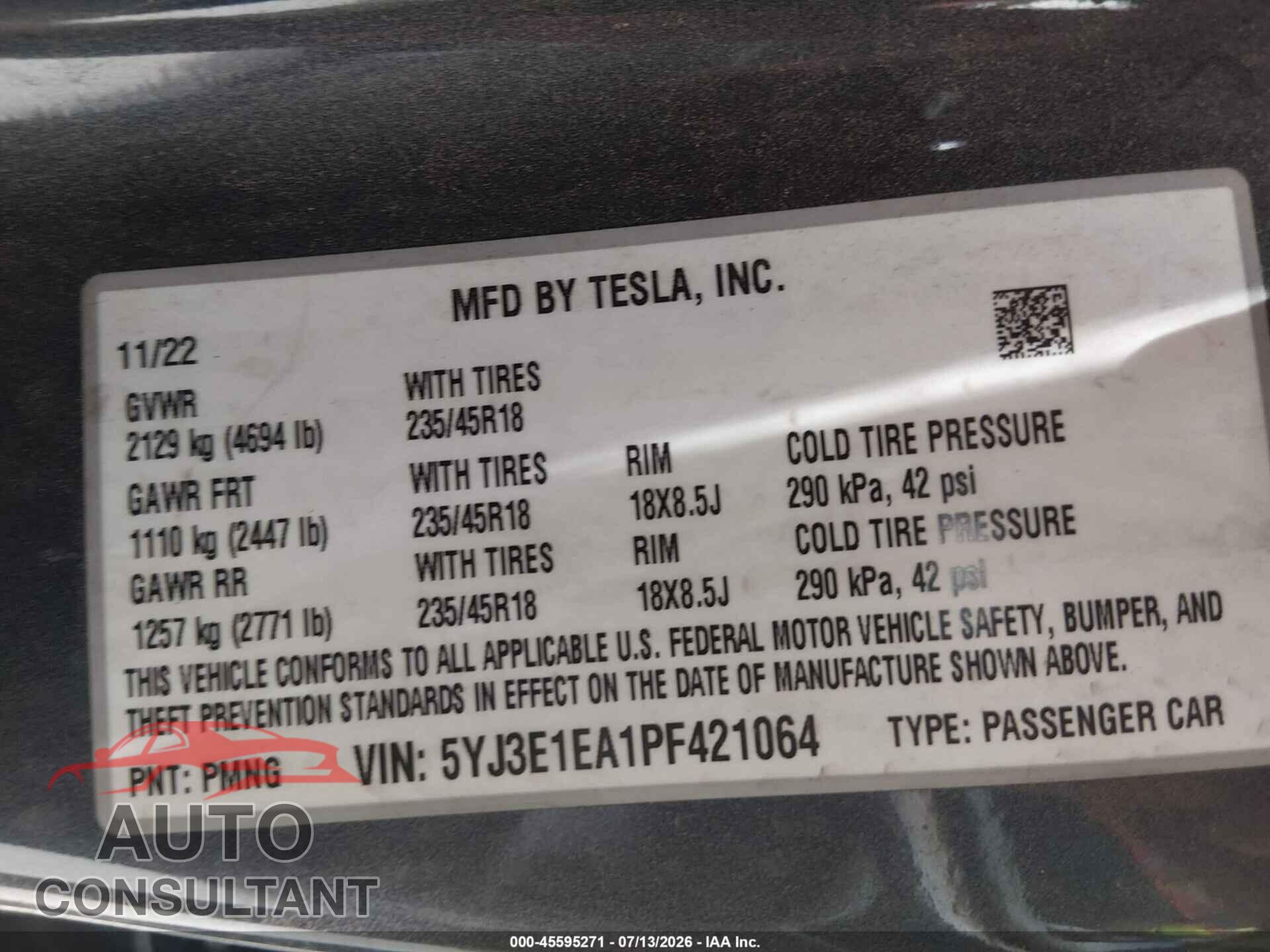 TESLA MODEL 3 2023 - 5YJ3E1EA1PF421064