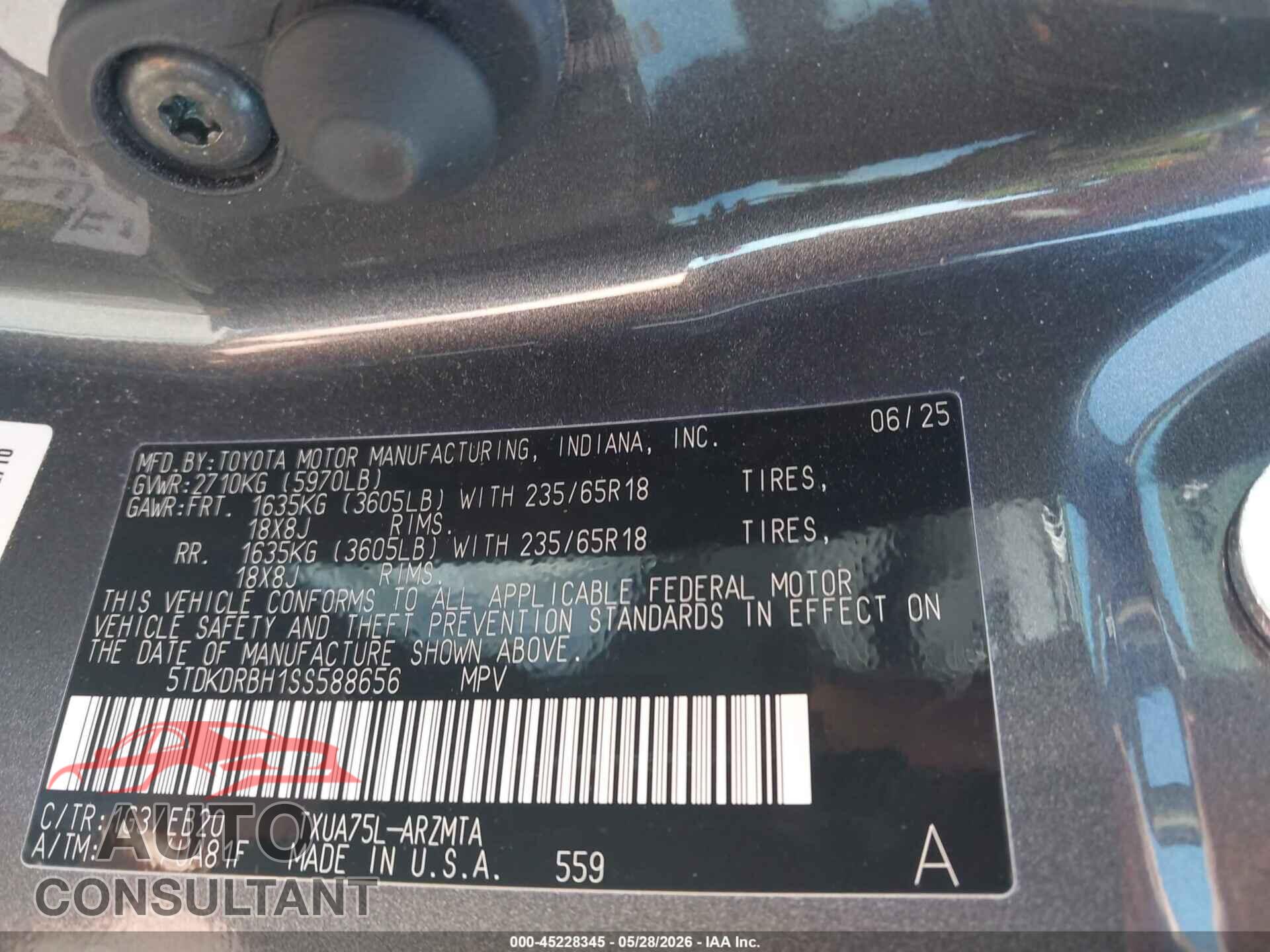 TOYOTA HIGHLANDER 2025 - 5TDKDRBH1SS588656