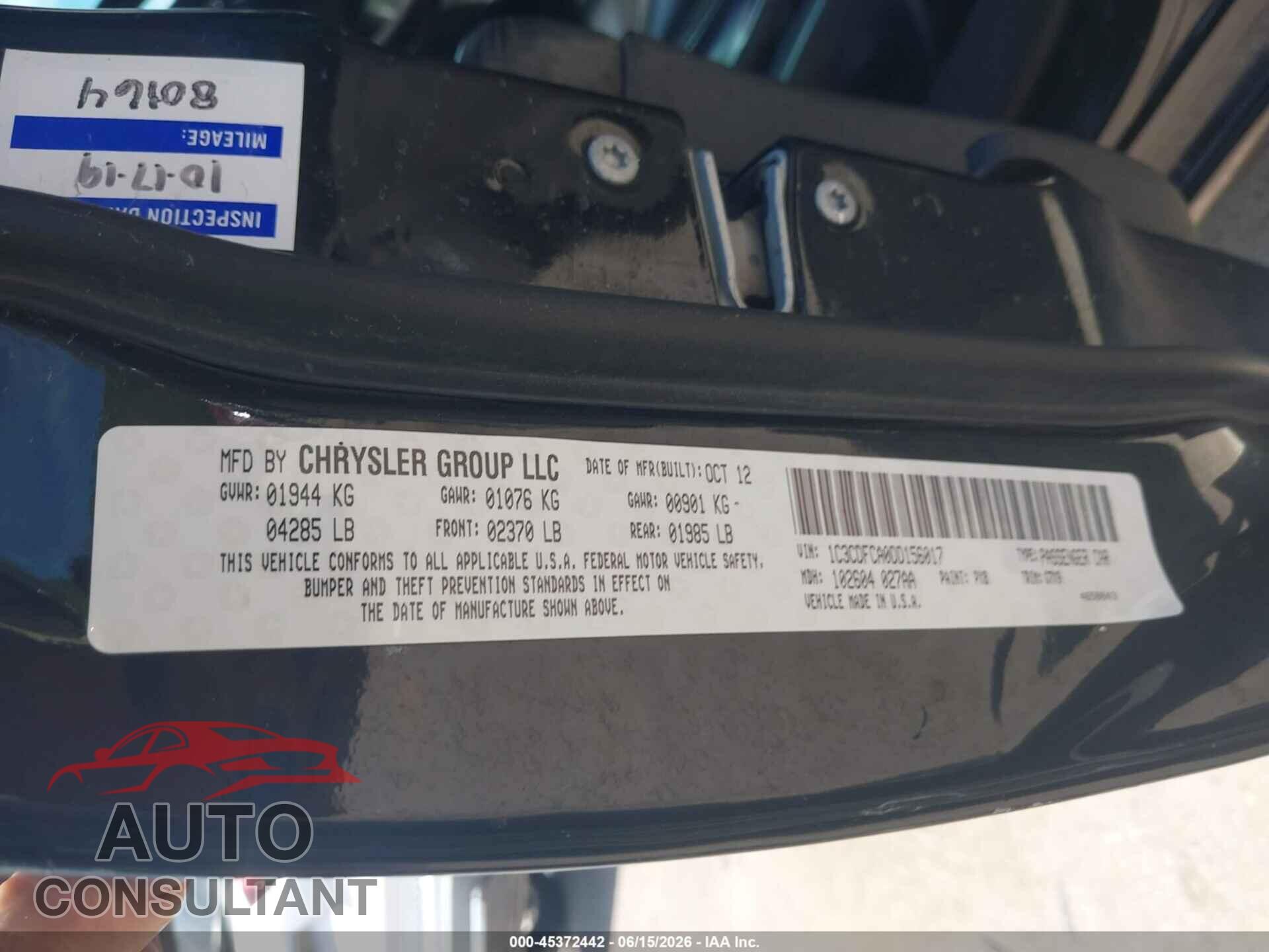 DODGE DART 2013 - 1C3CDFCA0DD156017