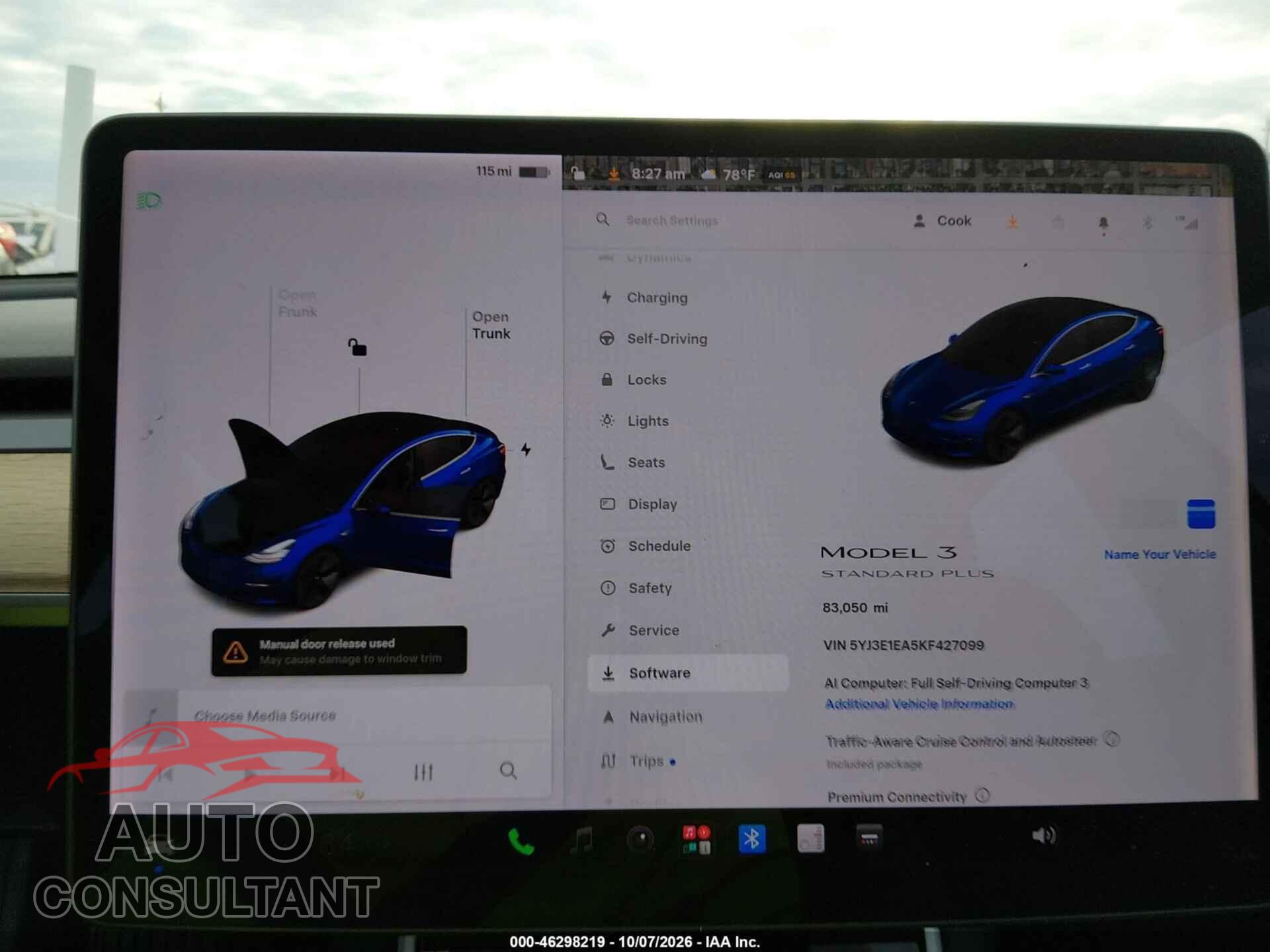 TESLA MODEL 3 2019 - 5YJ3E1EA5KF427099