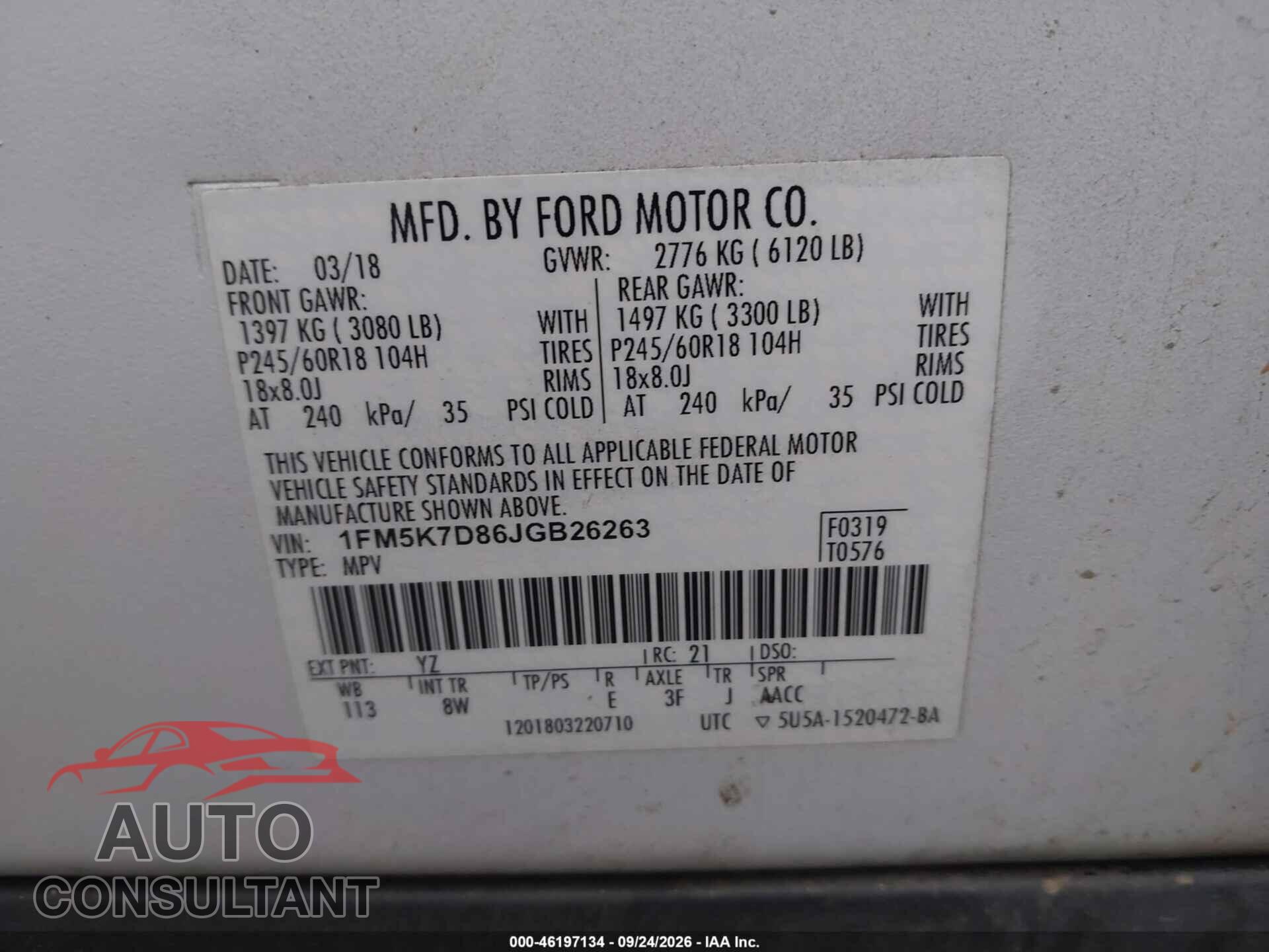 FORD EXPLORER 2018 - 1FM5K7D86JGB26263