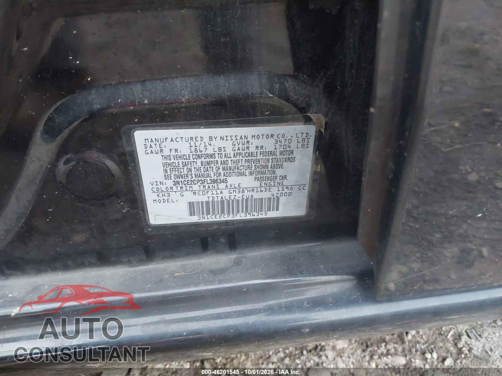 NISSAN VERSA NOTE 2015 - 3N1CE2CP3FL396345