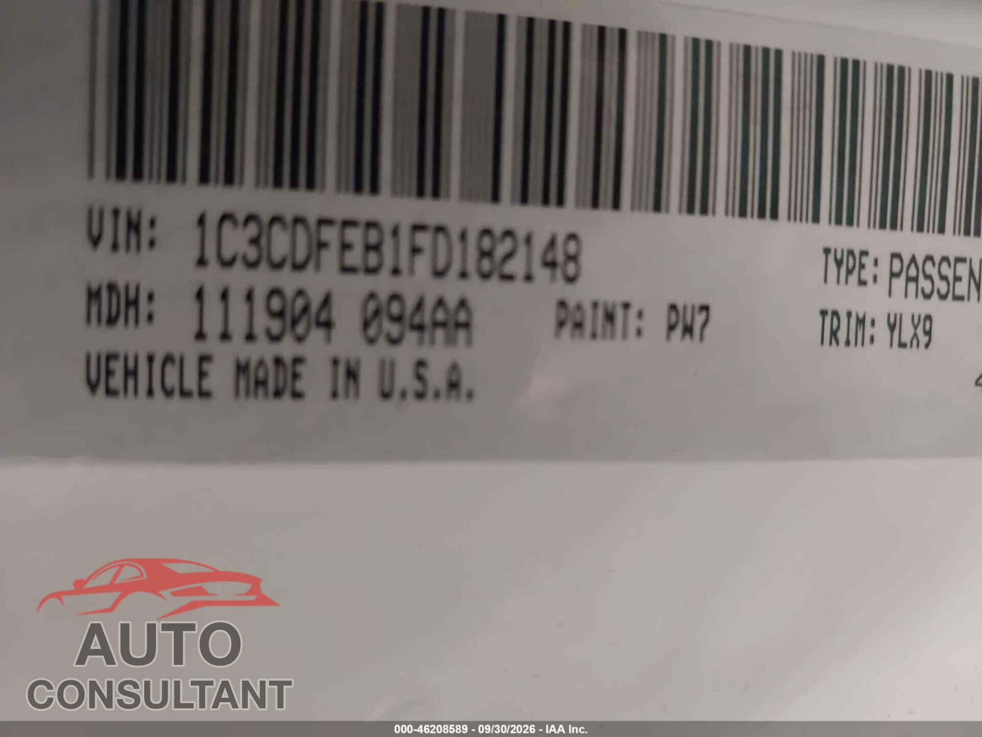 DODGE DART 2015 - 1C3CDFEB1FD182148