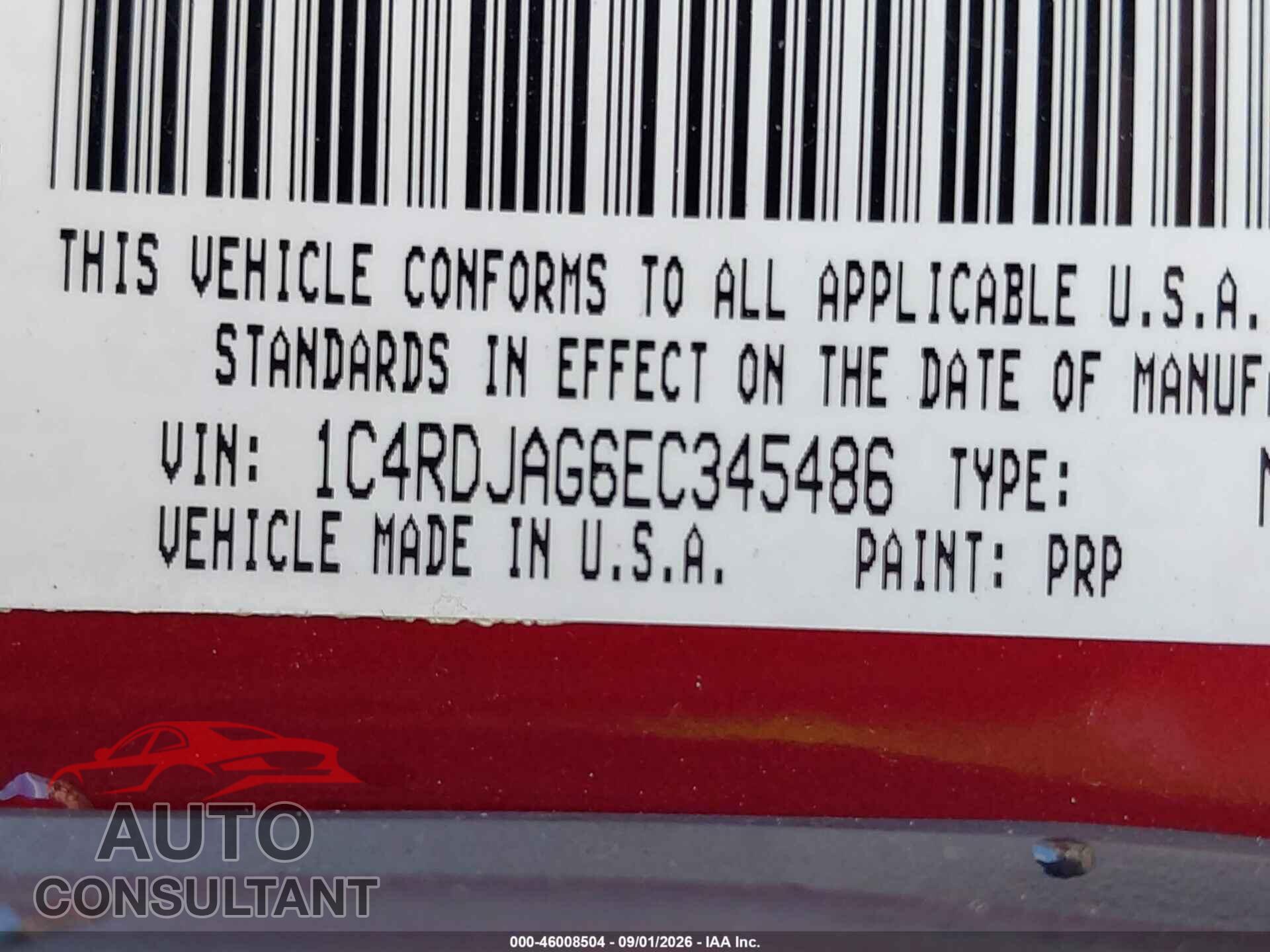 DODGE DURANGO 2014 - 1C4RDJAG6EC345486
