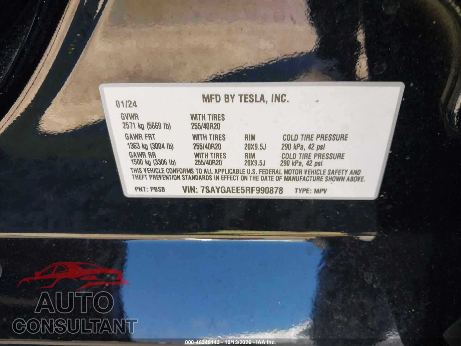 TESLA MODEL Y 2024 - 7SAYGAEE5RF990878