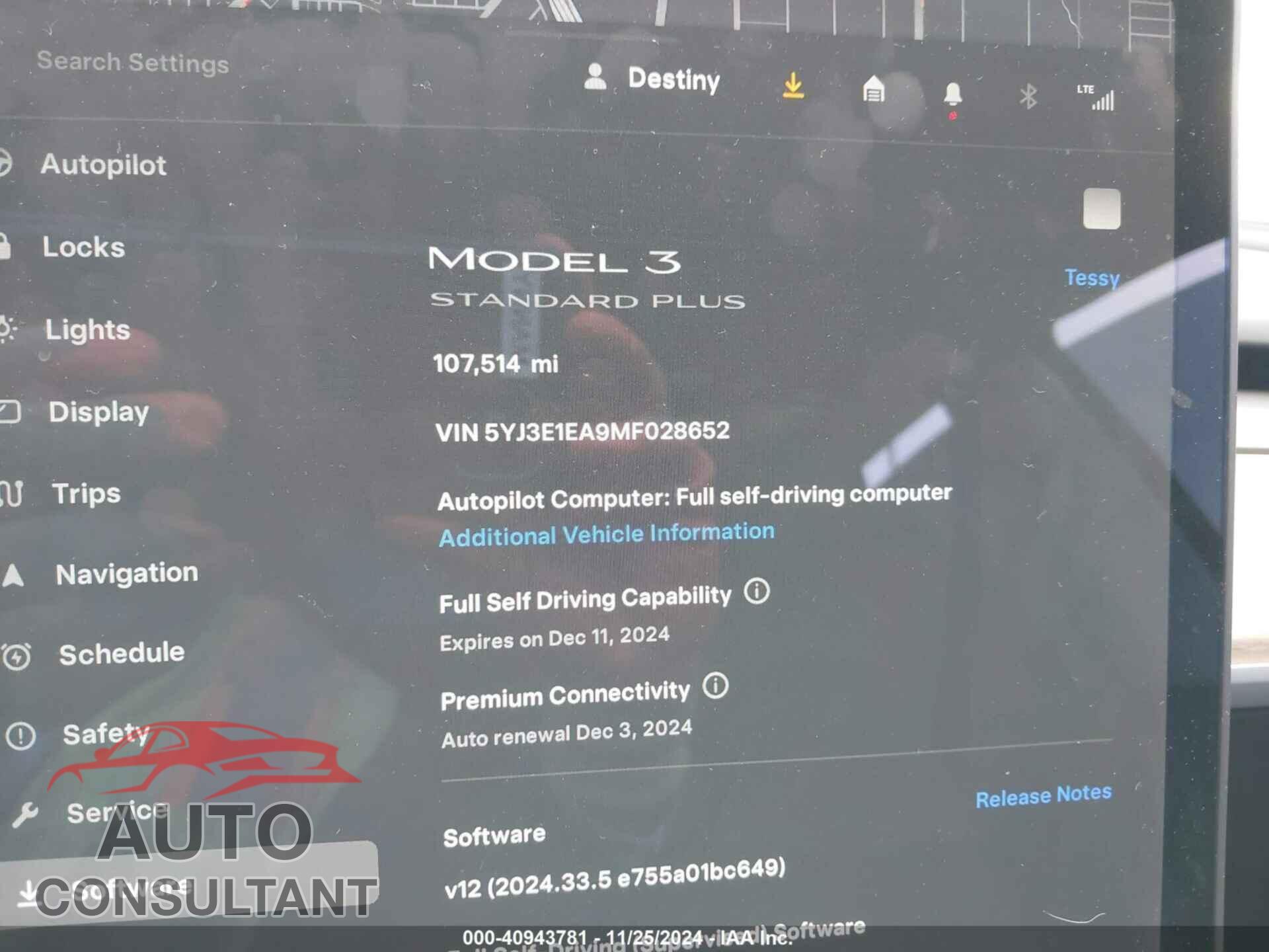 TESLA MODEL 3 2021 - 5YJ3E1EA9MF028652