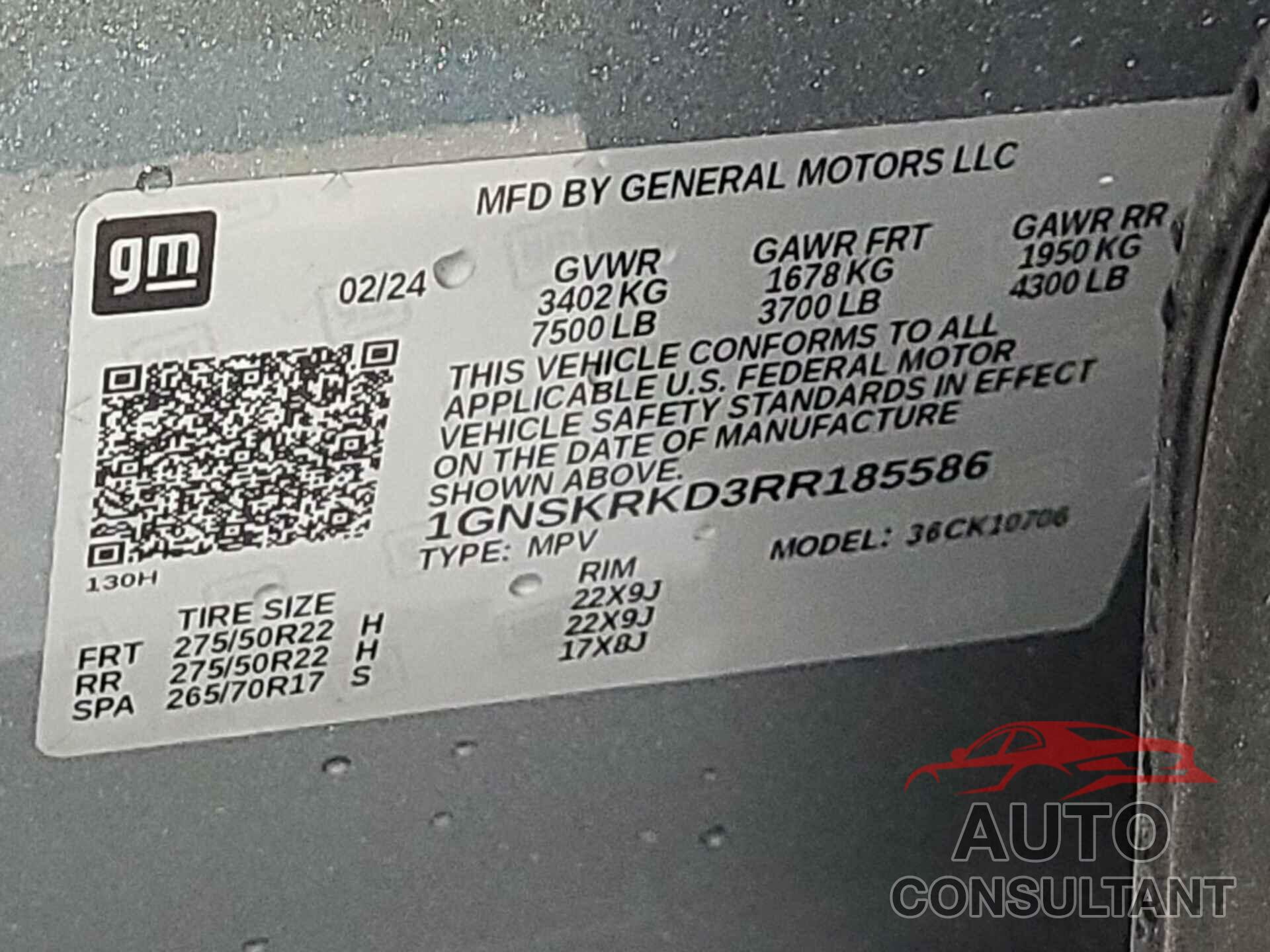 CHEVROLET TAHOE 2024 - 1GNSKRKD3RR185586