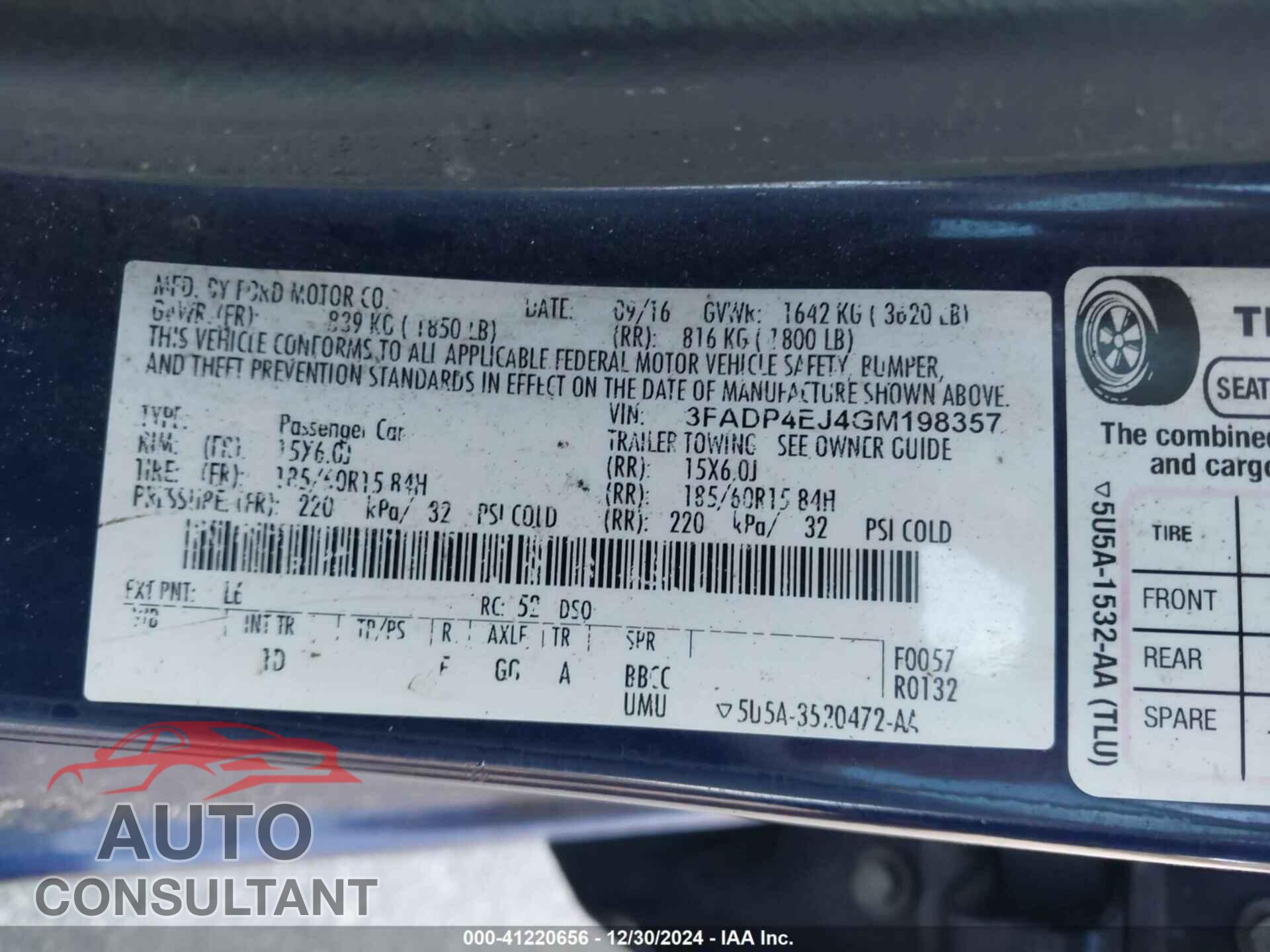 FORD FIESTA 2016 - 3FADP4EJ4GM198357