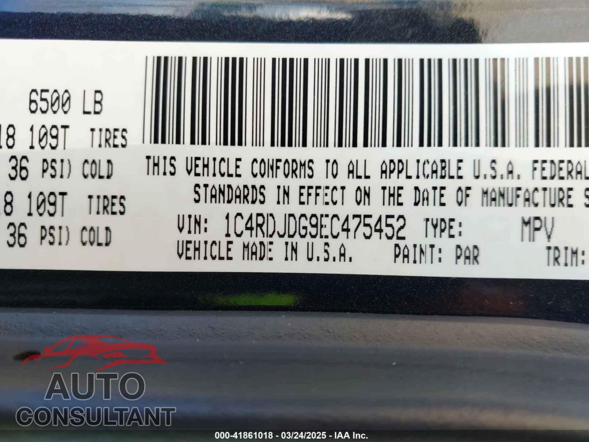 DODGE DURANGO 2014 - 1C4RDJDG9EC475452