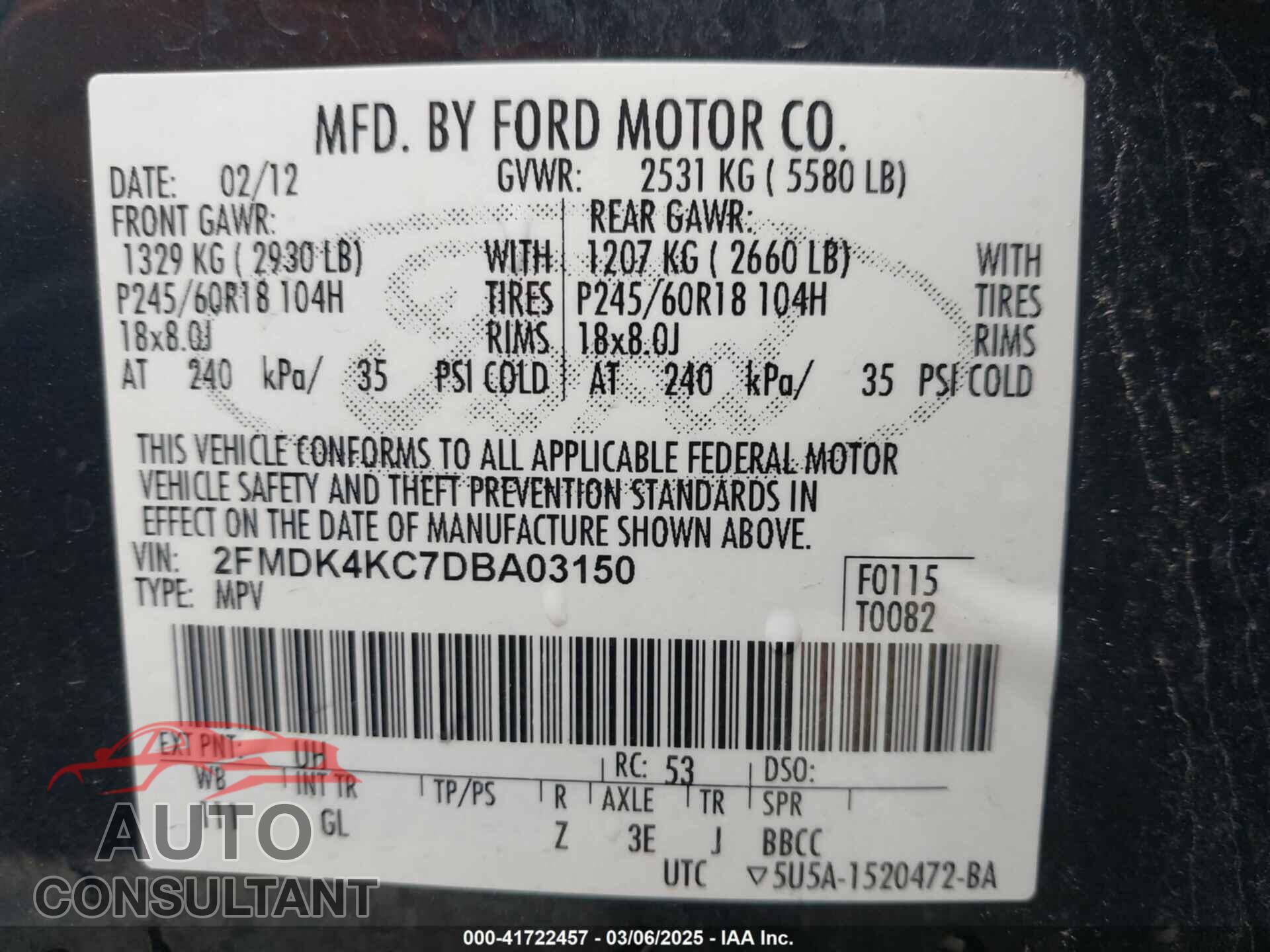 FORD EDGE 2013 - 2FMDK4KC7DBA03150
