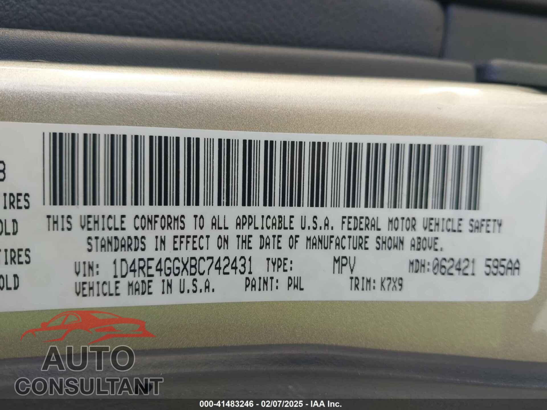 DODGE DURANGO 2011 - 1D4RE4GGXBC742431
