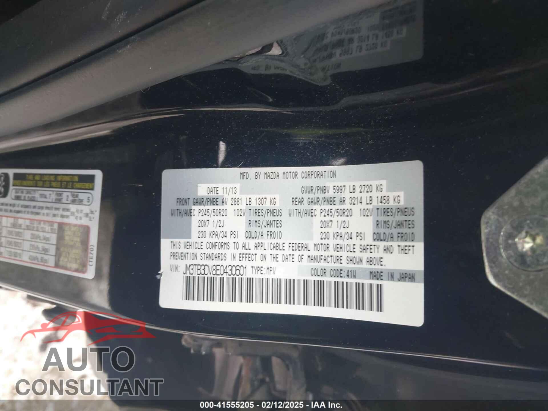 MAZDA CX-9 2014 - JM3TB3DV8E0430601