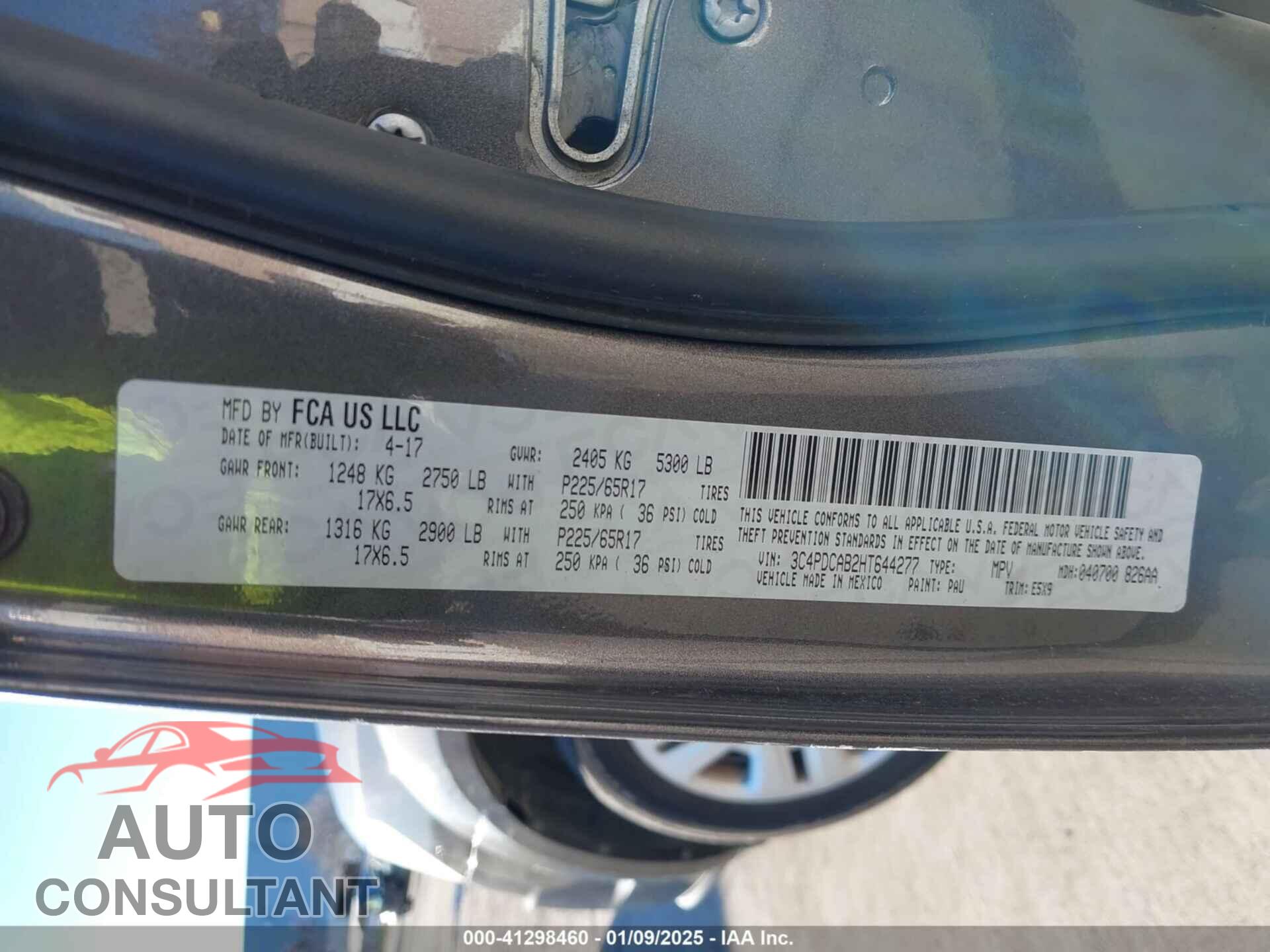 DODGE JOURNEY 2017 - 3C4PDCAB2HT644277