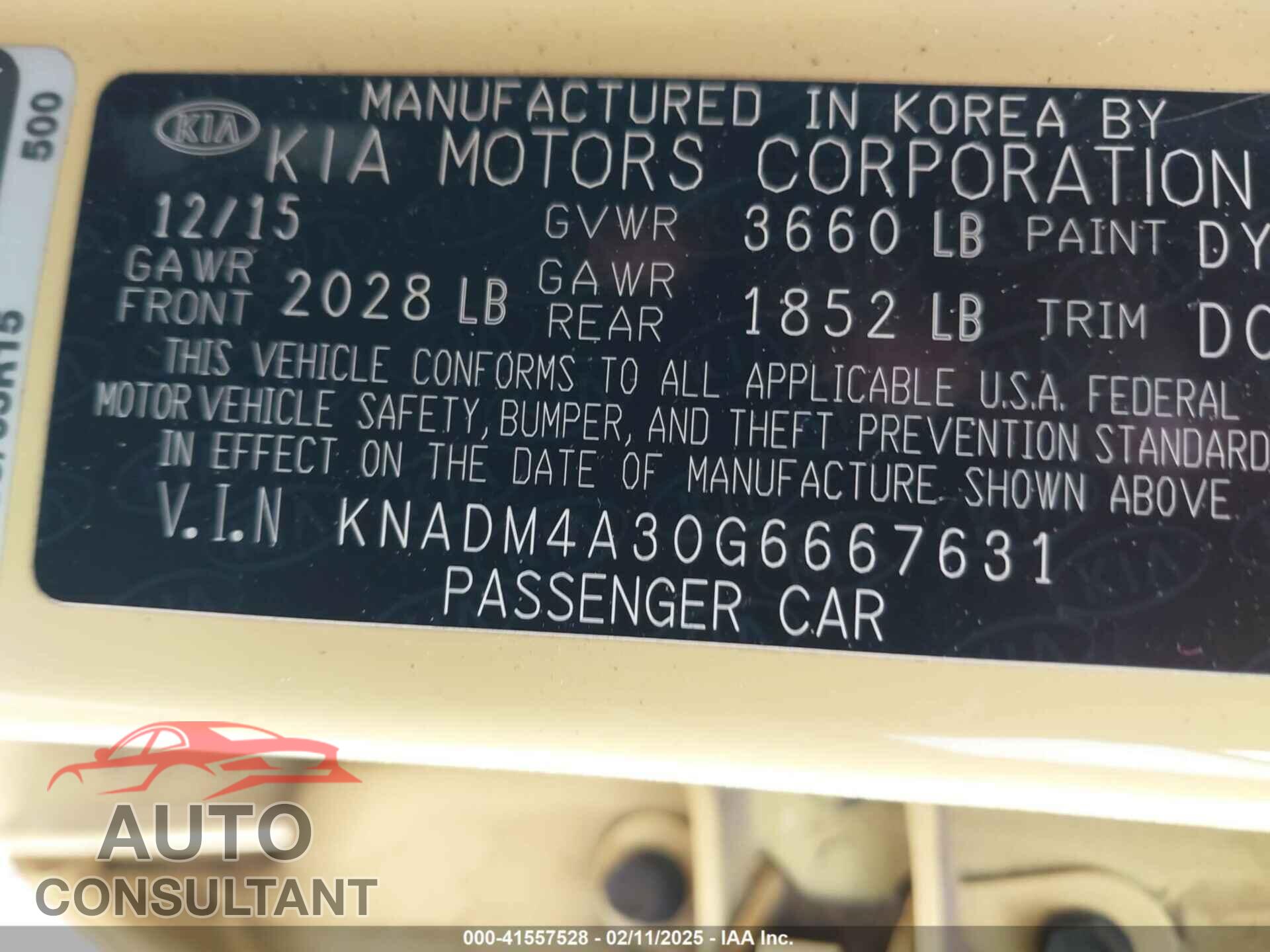 KIA RIO 2016 - KNADM4A30G6667631