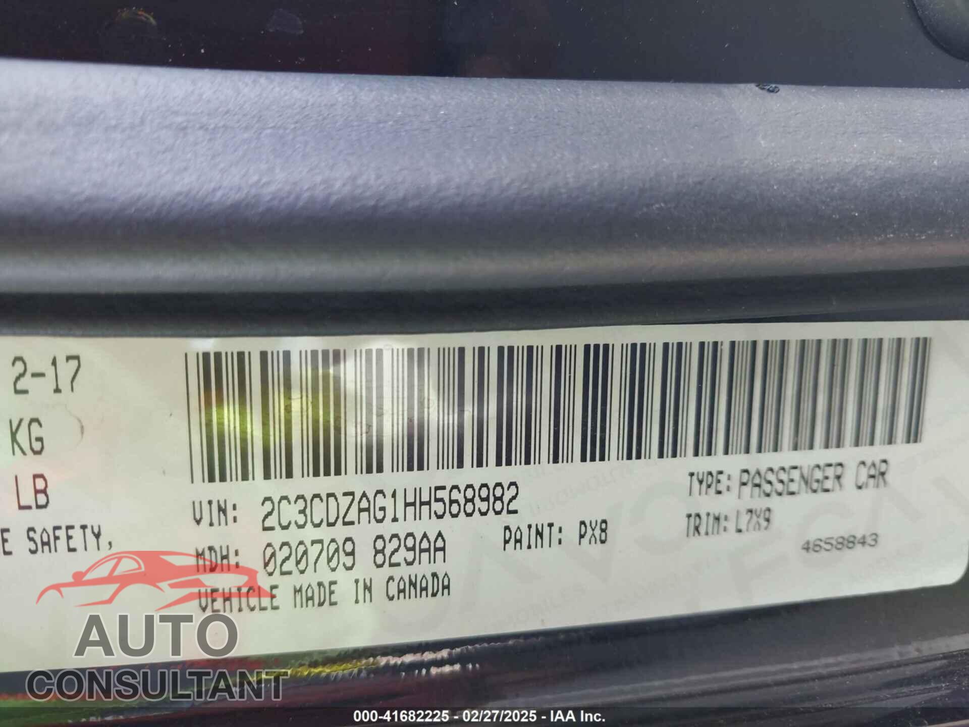 DODGE CHALLENGER 2017 - 2C3CDZAG1HH568982