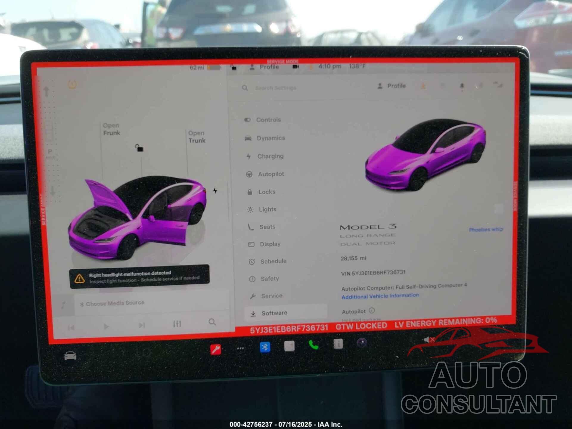 TESLA MODEL 3 2024 - 5YJ3E1EB6RF736731