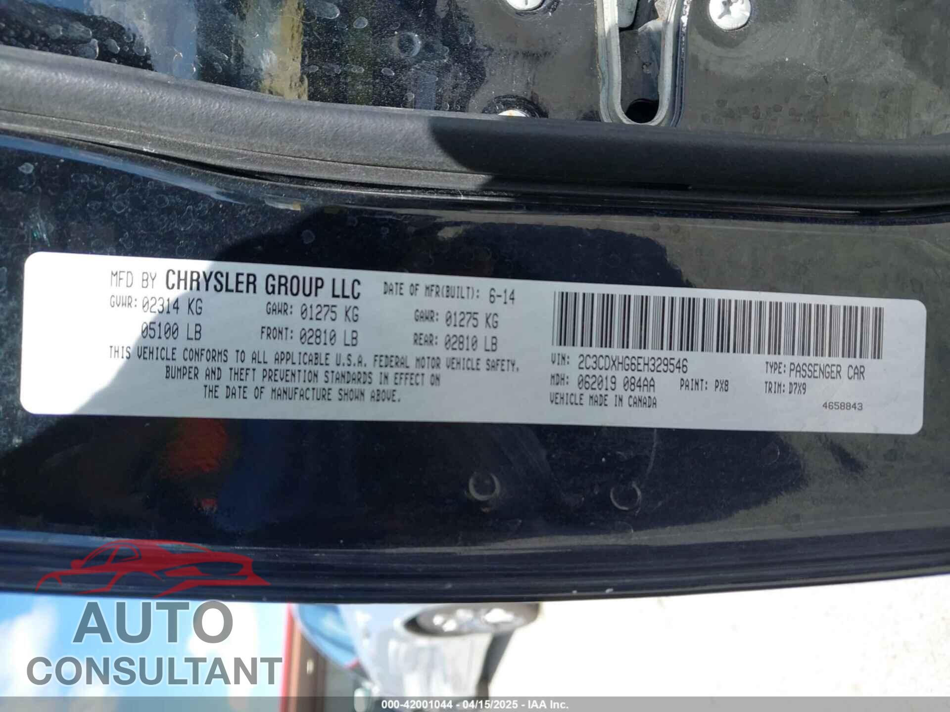 DODGE CHARGER 2014 - 2C3CDXHG6EH329546