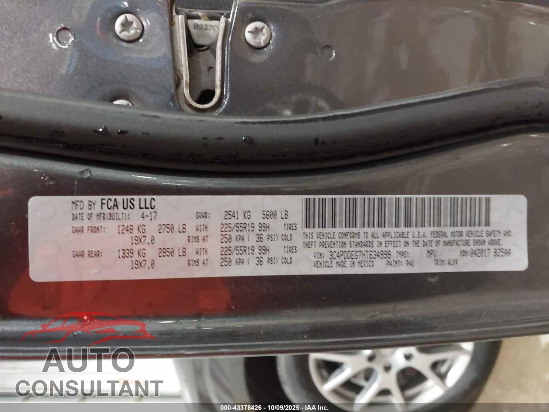 DODGE JOURNEY 2017 - 3C4PDDEG7HT634999
