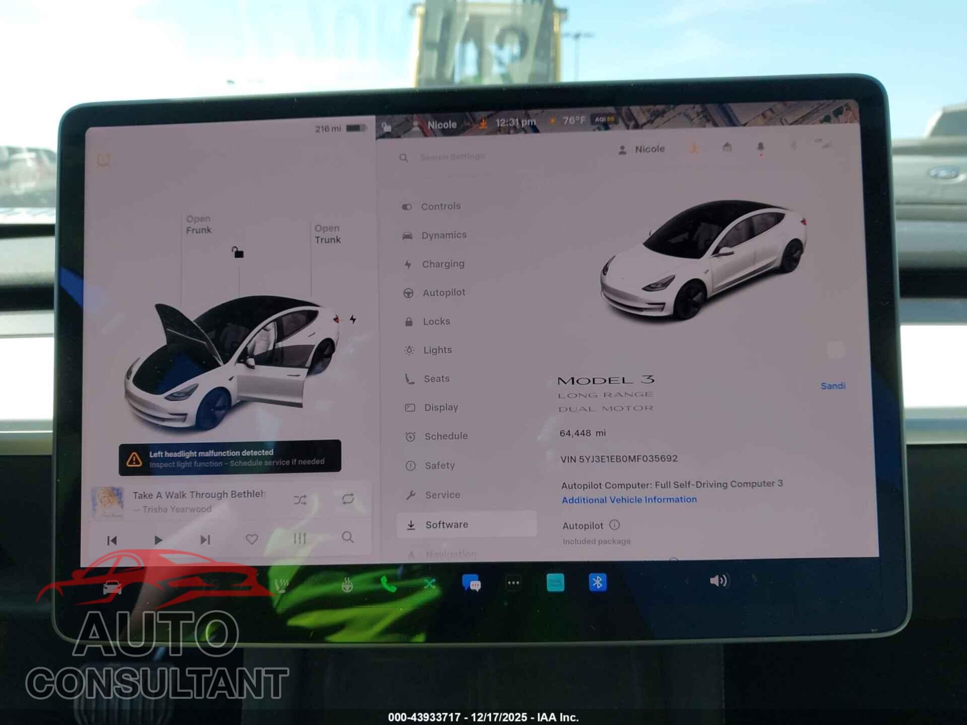 TESLA MODEL 3 2021 - 5YJ3E1EB0MF035692