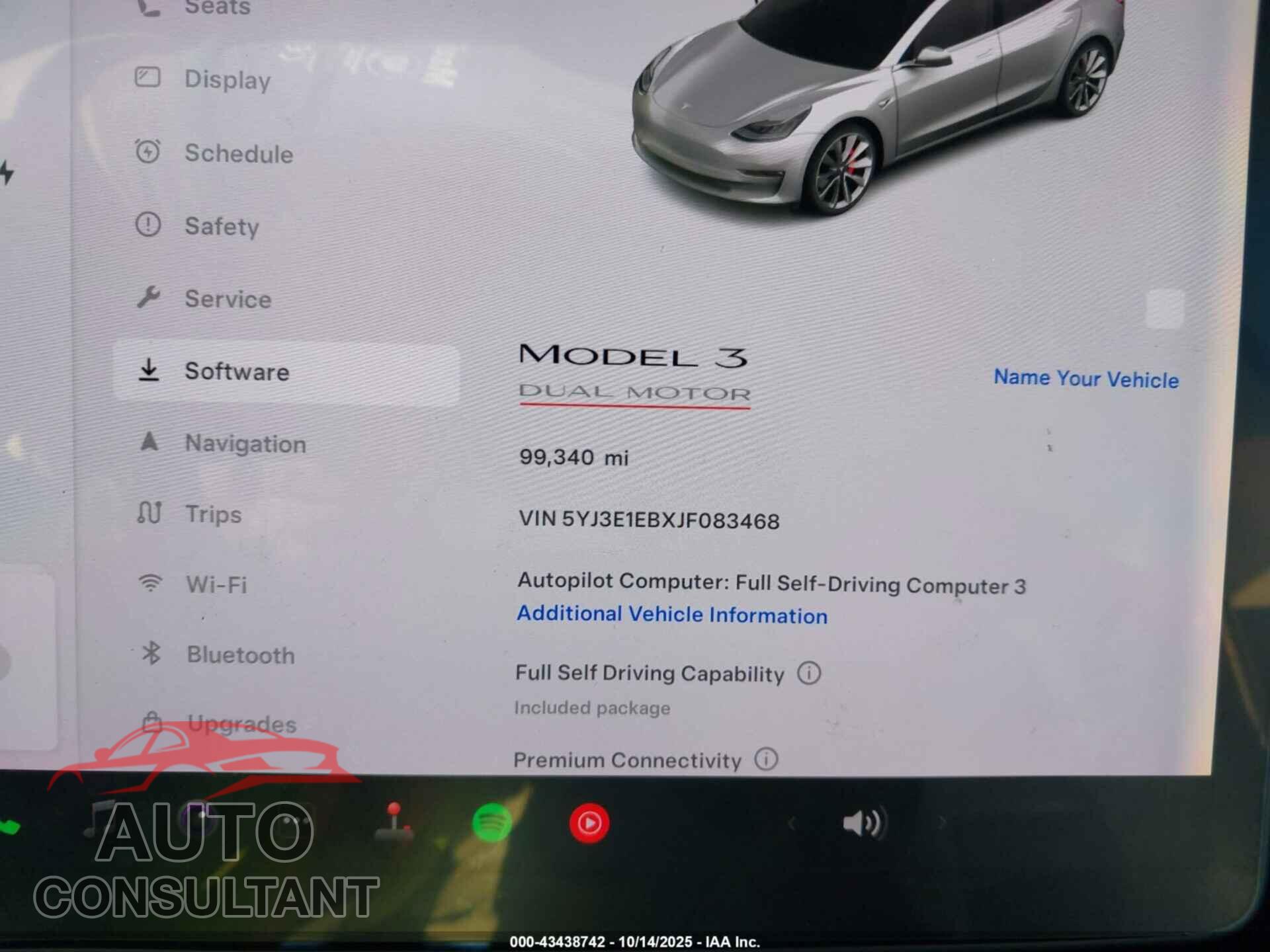 TESLA MODEL 3 2018 - 5YJ3E1EBXJF083468