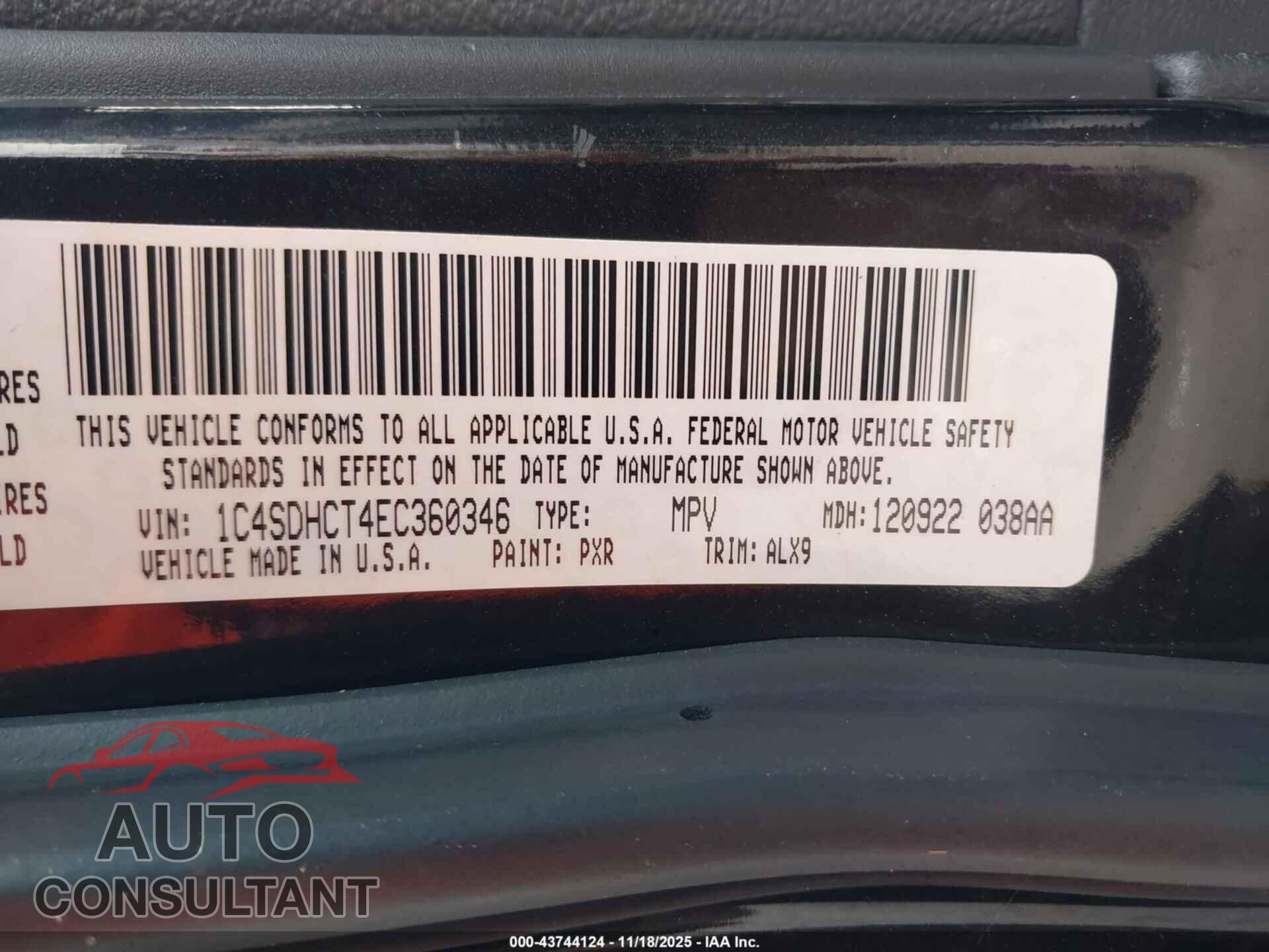 DODGE DURANGO 2014 - 1C4SDHCT4EC360346
