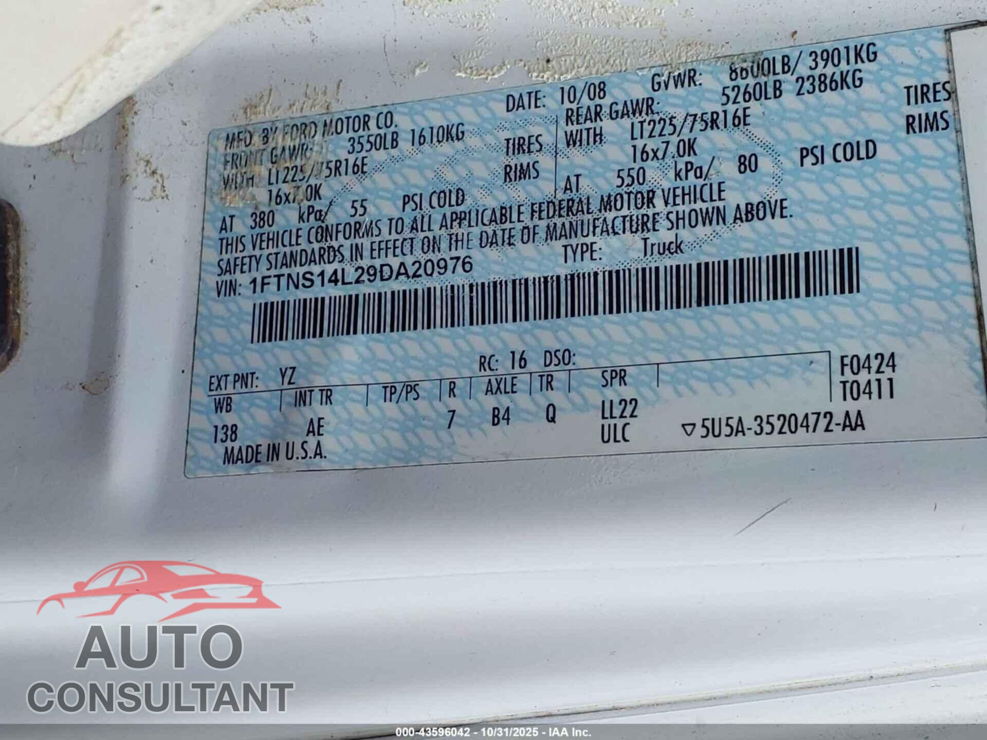 FORD E-150 2009 - 1FTNS14L29DA20976