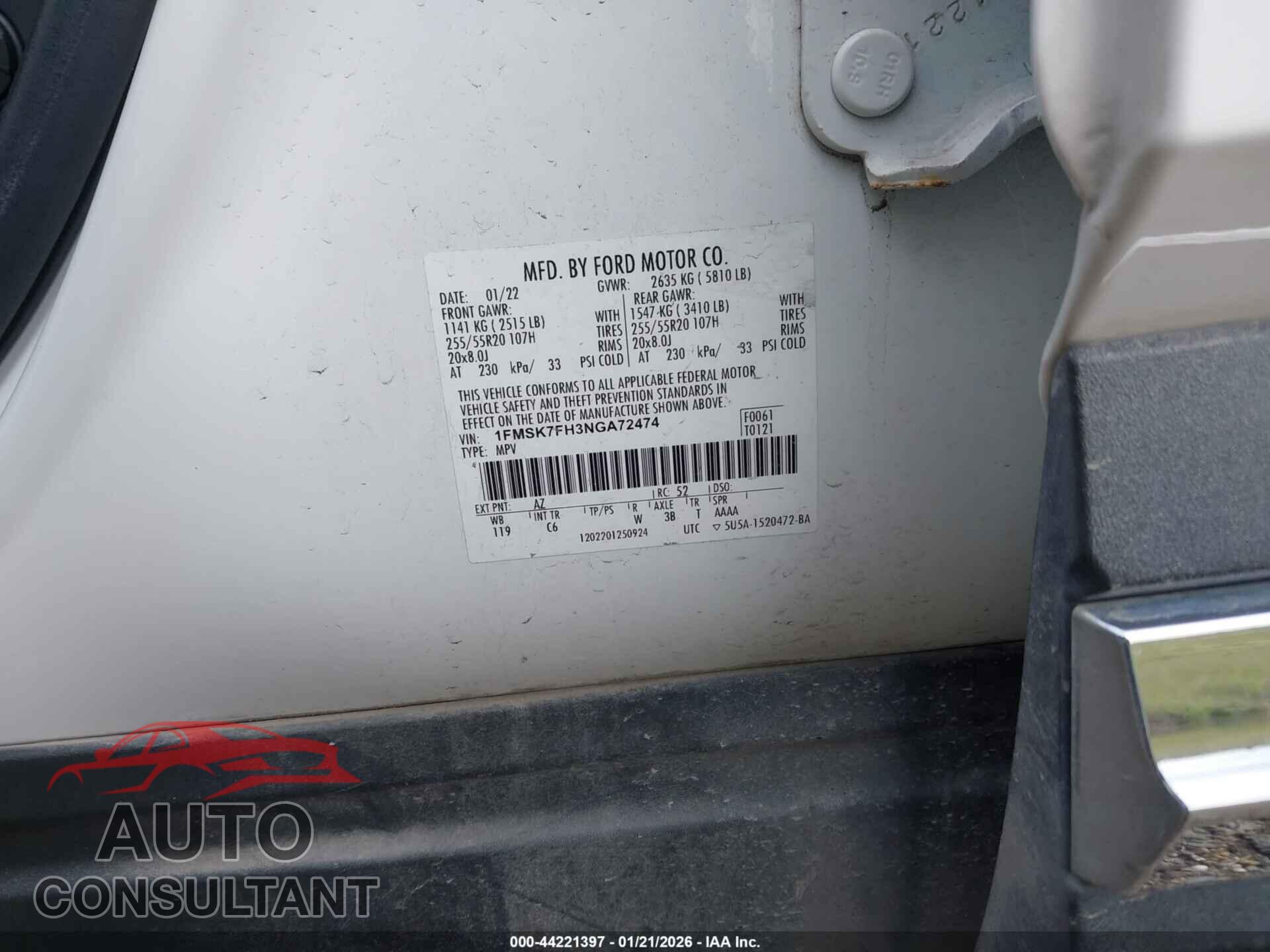 FORD EXPLORER 2022 - 1FMSK7FH3NGA72474