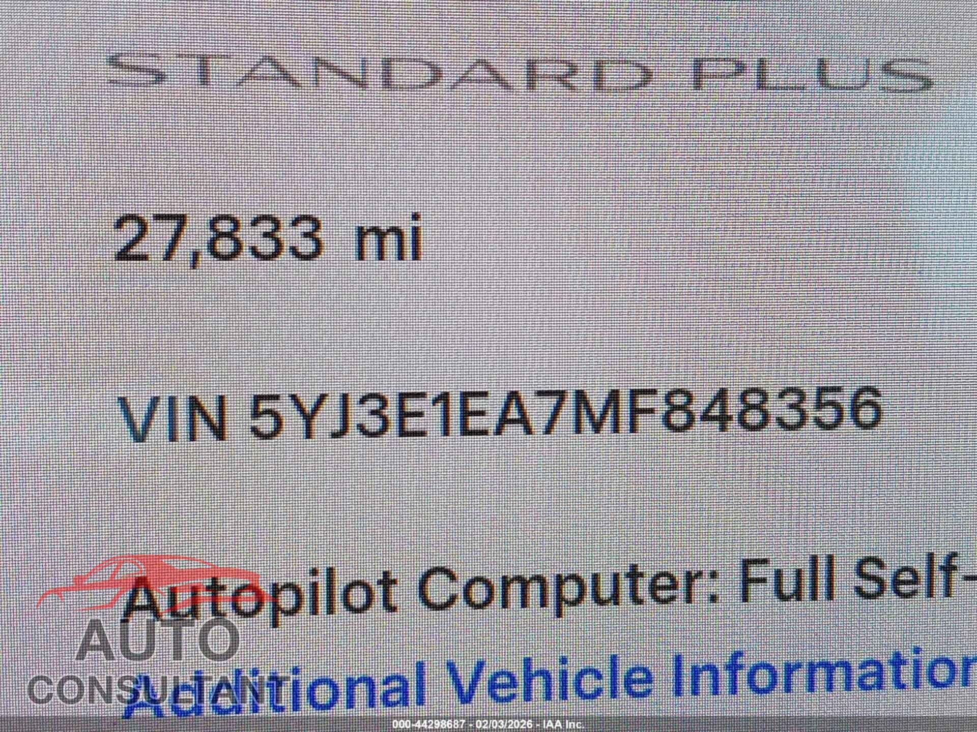 TESLA MODEL 3 2021 - 5YJ3E1EA7MF848356