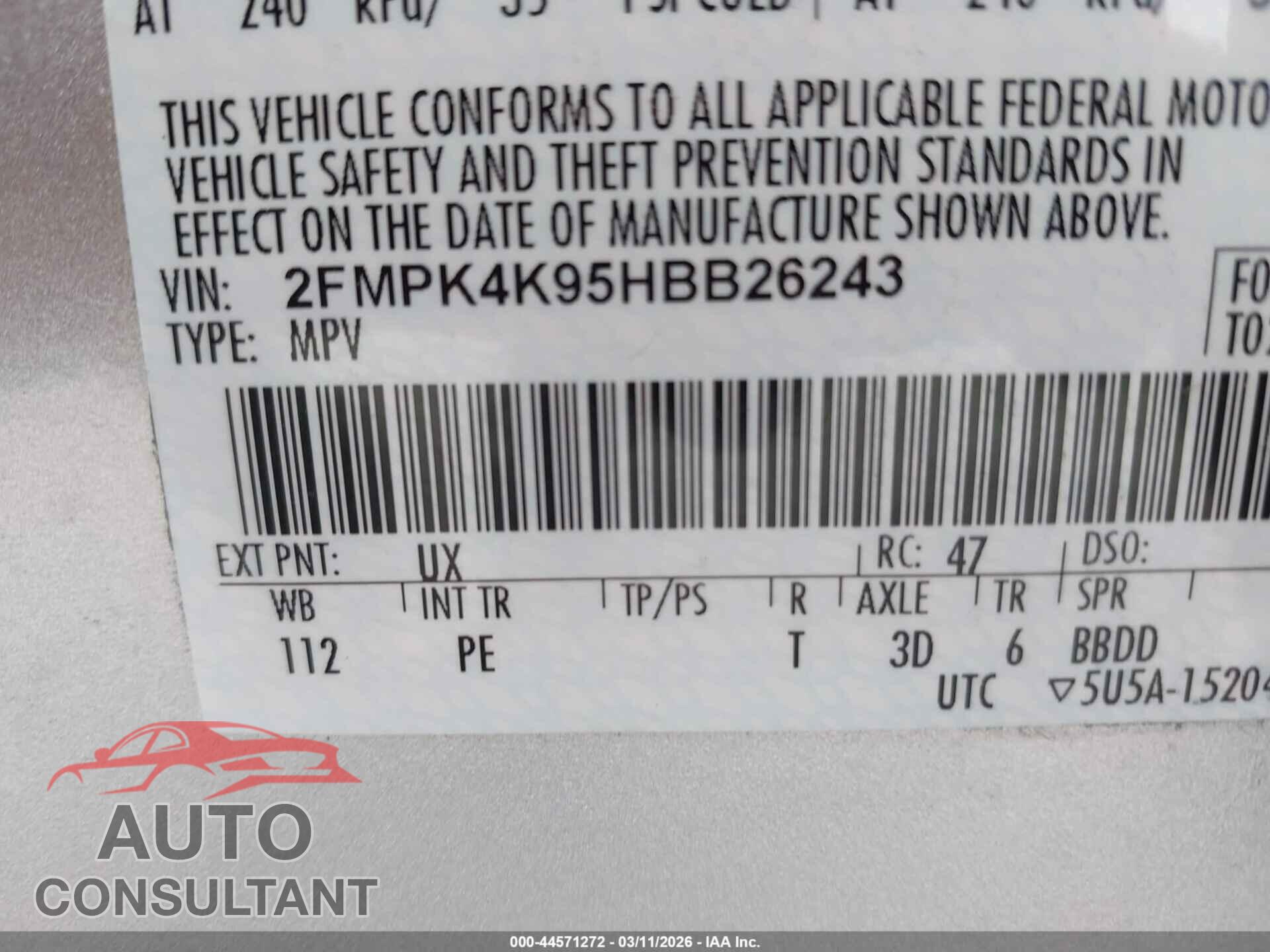 FORD EDGE 2017 - 2FMPK4K95HBB26243