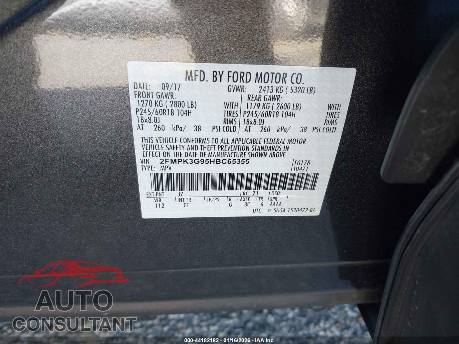 FORD EDGE 2017 - 2FMPK3G95HBC65355