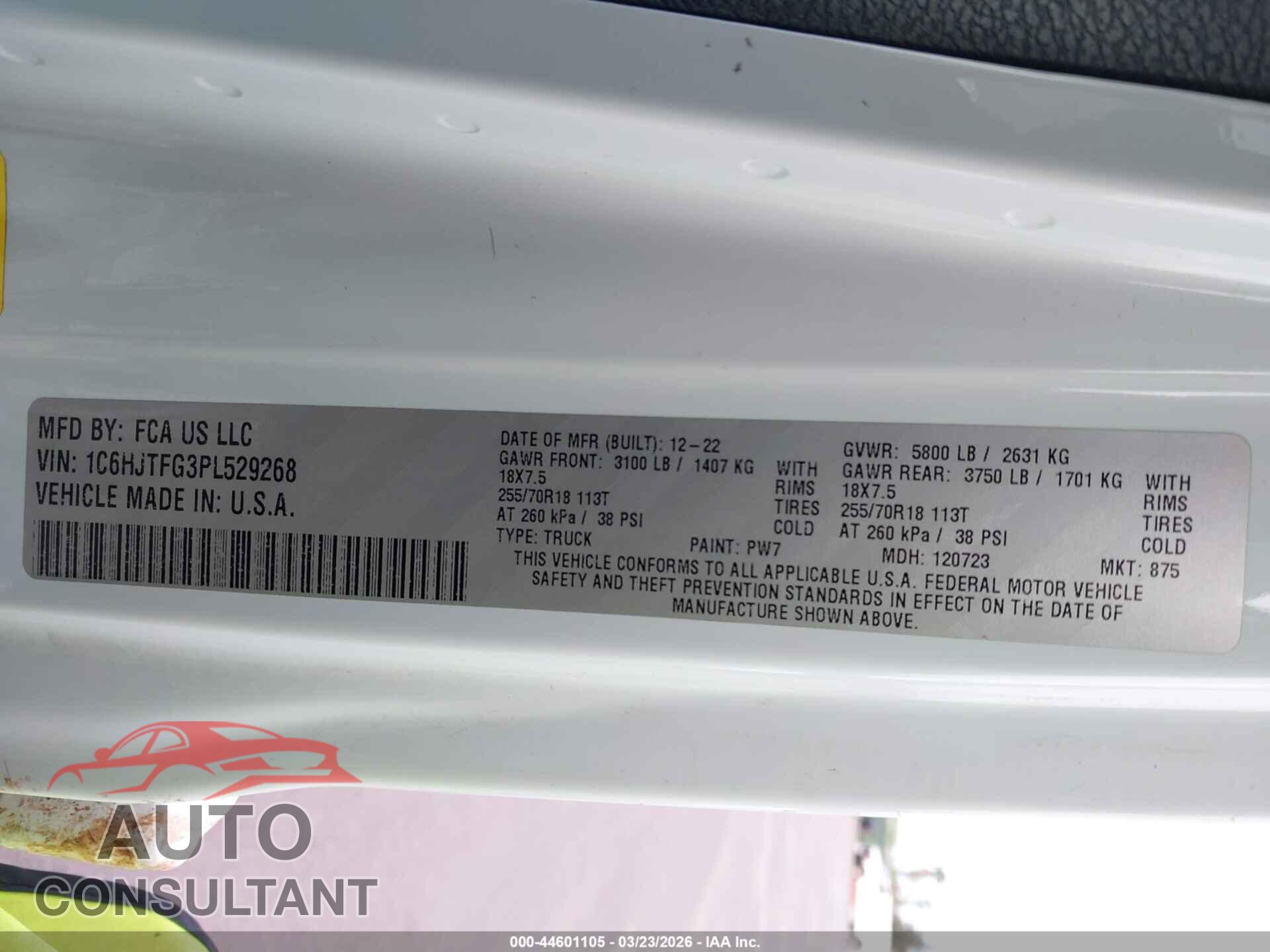 JEEP GLADIATOR 2023 - 1C6HJTFG3PL529268