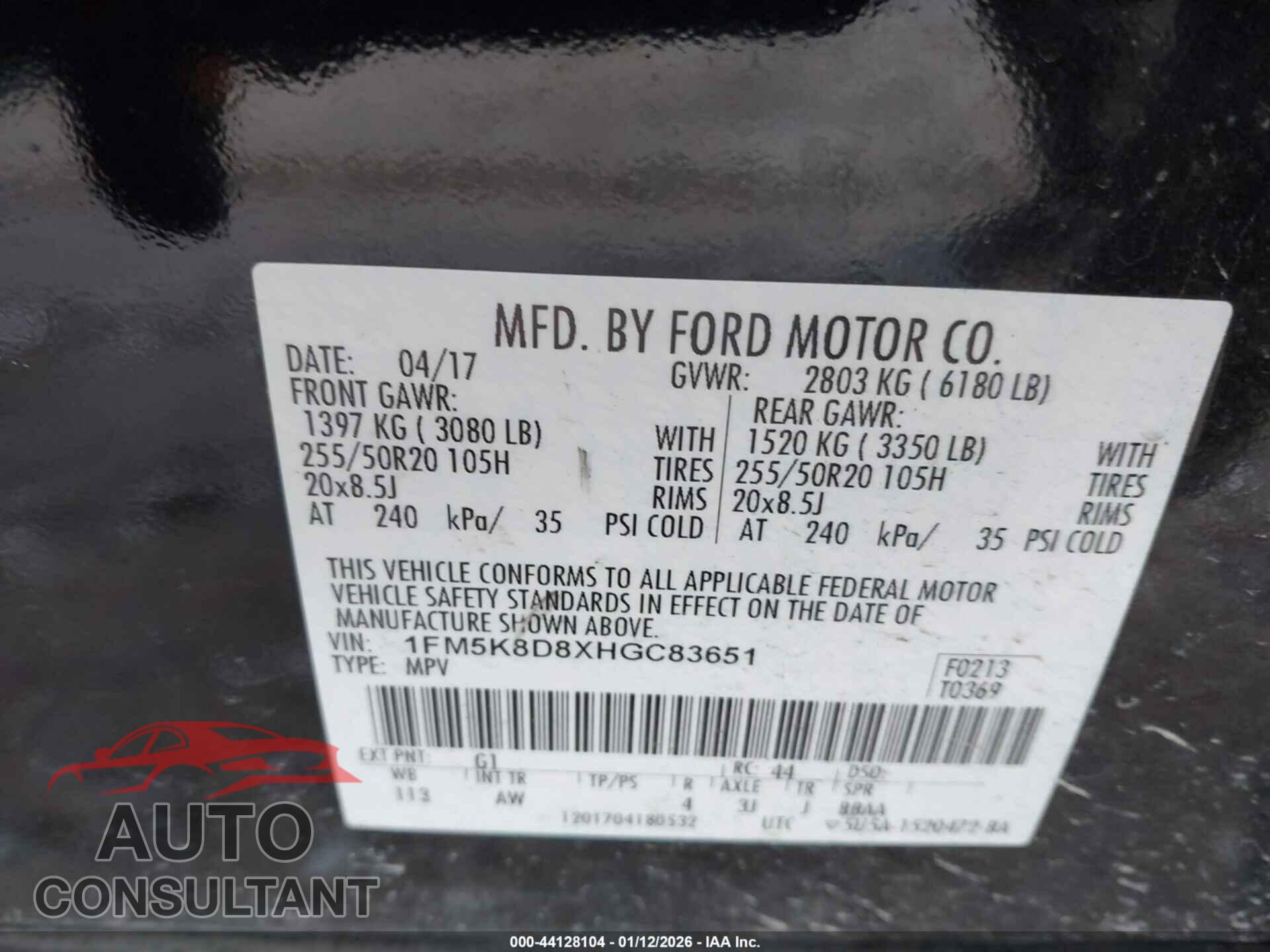 FORD EXPLORER 2017 - 1FM5K8D8XHGC83651